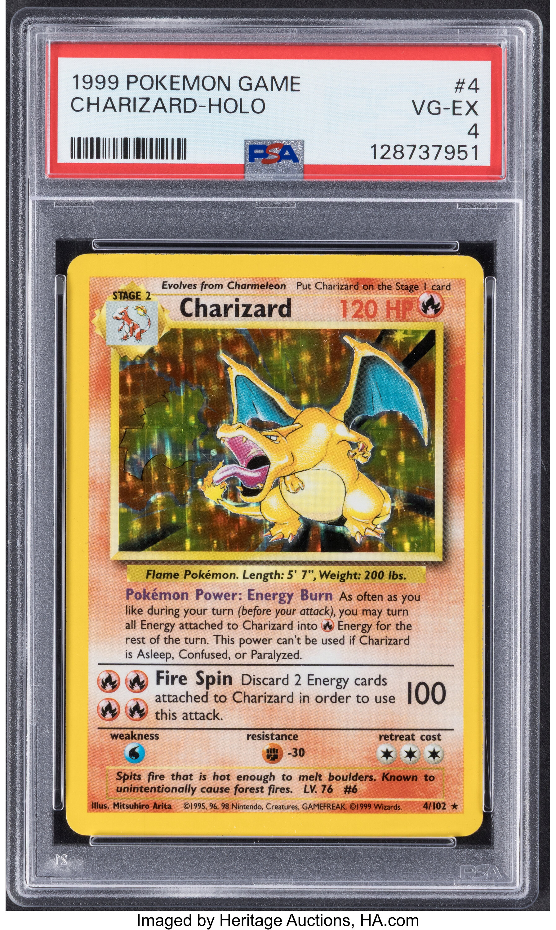 Pokémon Charizard 4 Unlimited Base Set PSA Trading Card Game VG-EX ...