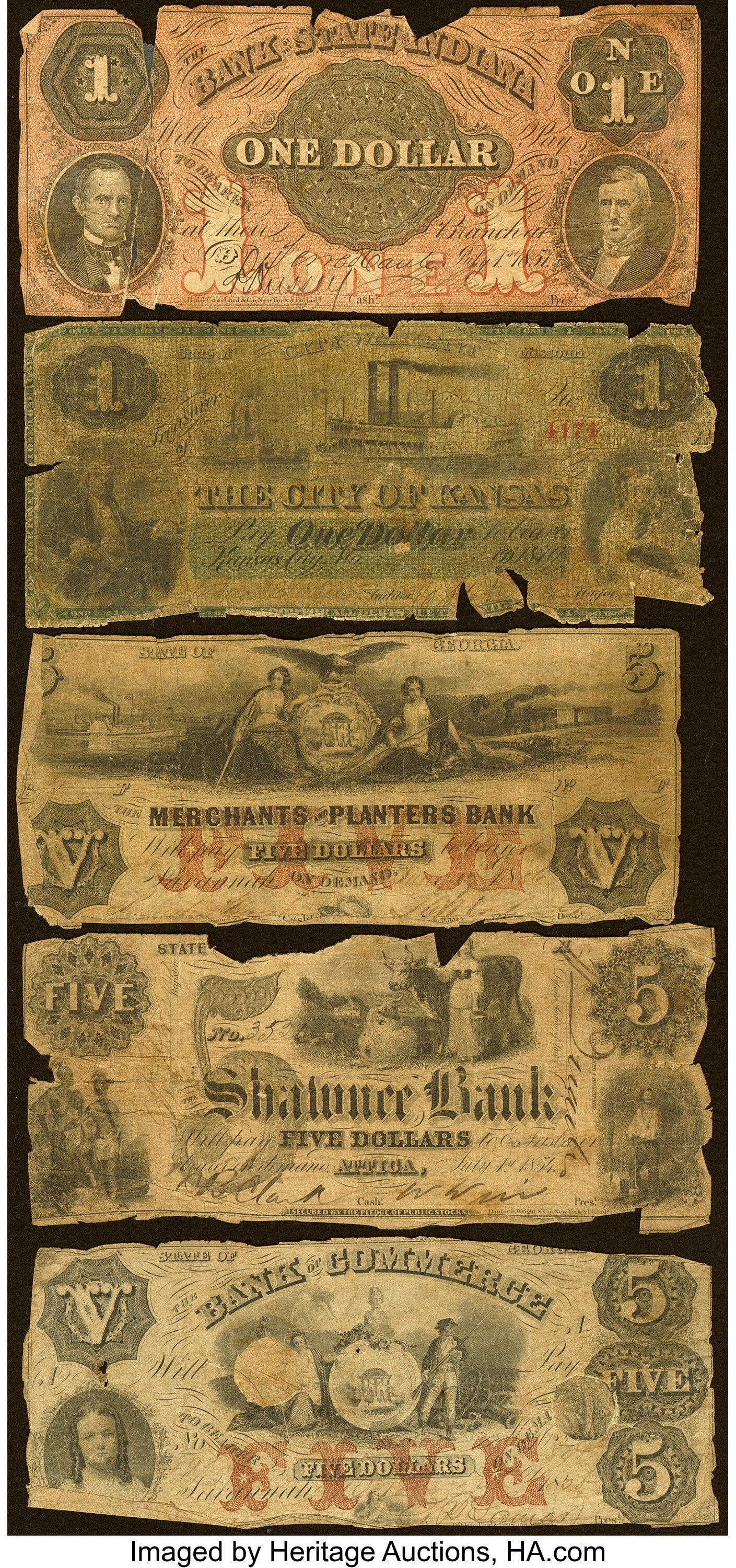 Seven Lower Grade Obsolete Banknotes Good.. ... (Total: 7 notes) | Lot ...