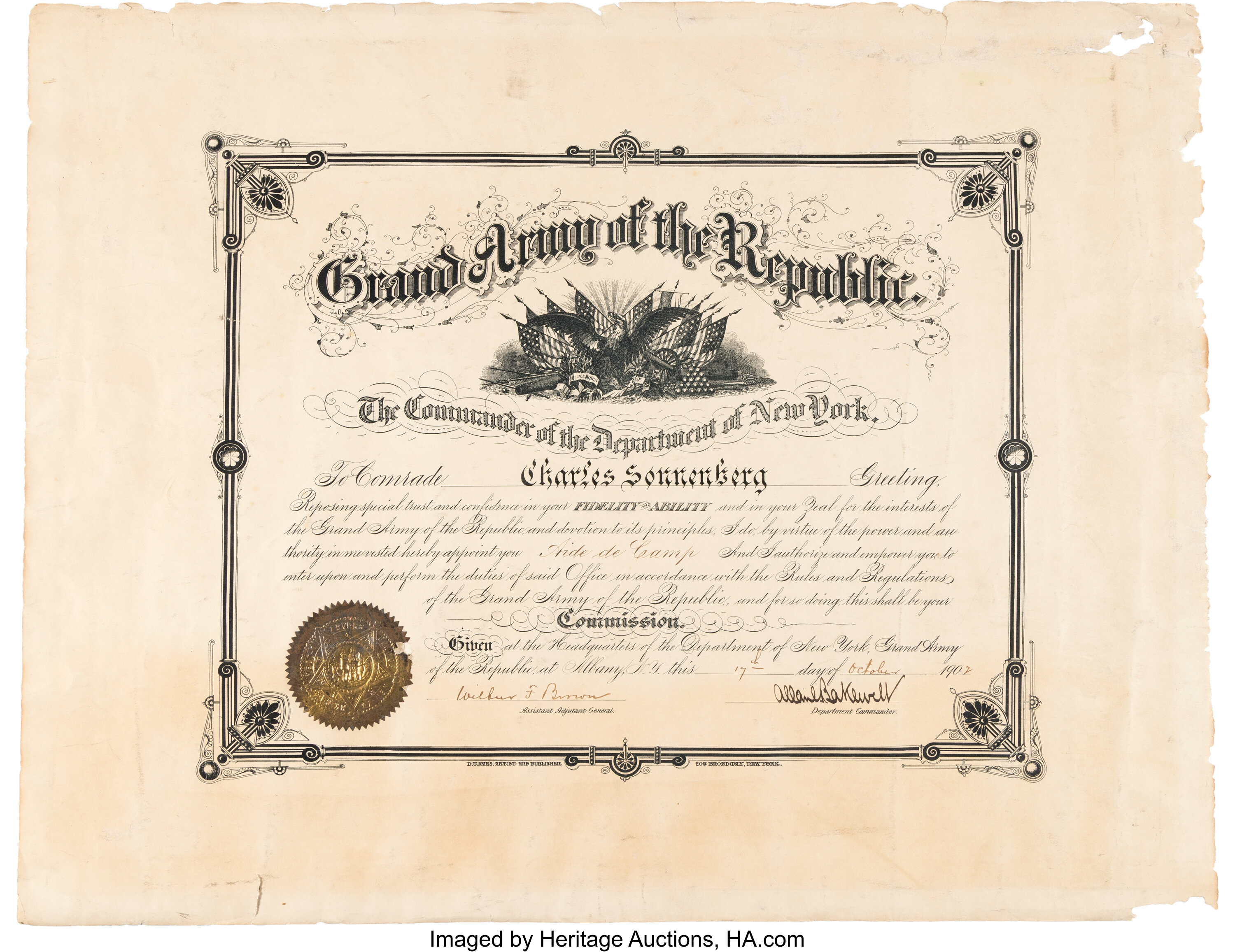 [Civil War]: Two Grand Army of the Republic Documents.... (Total: 2 ...