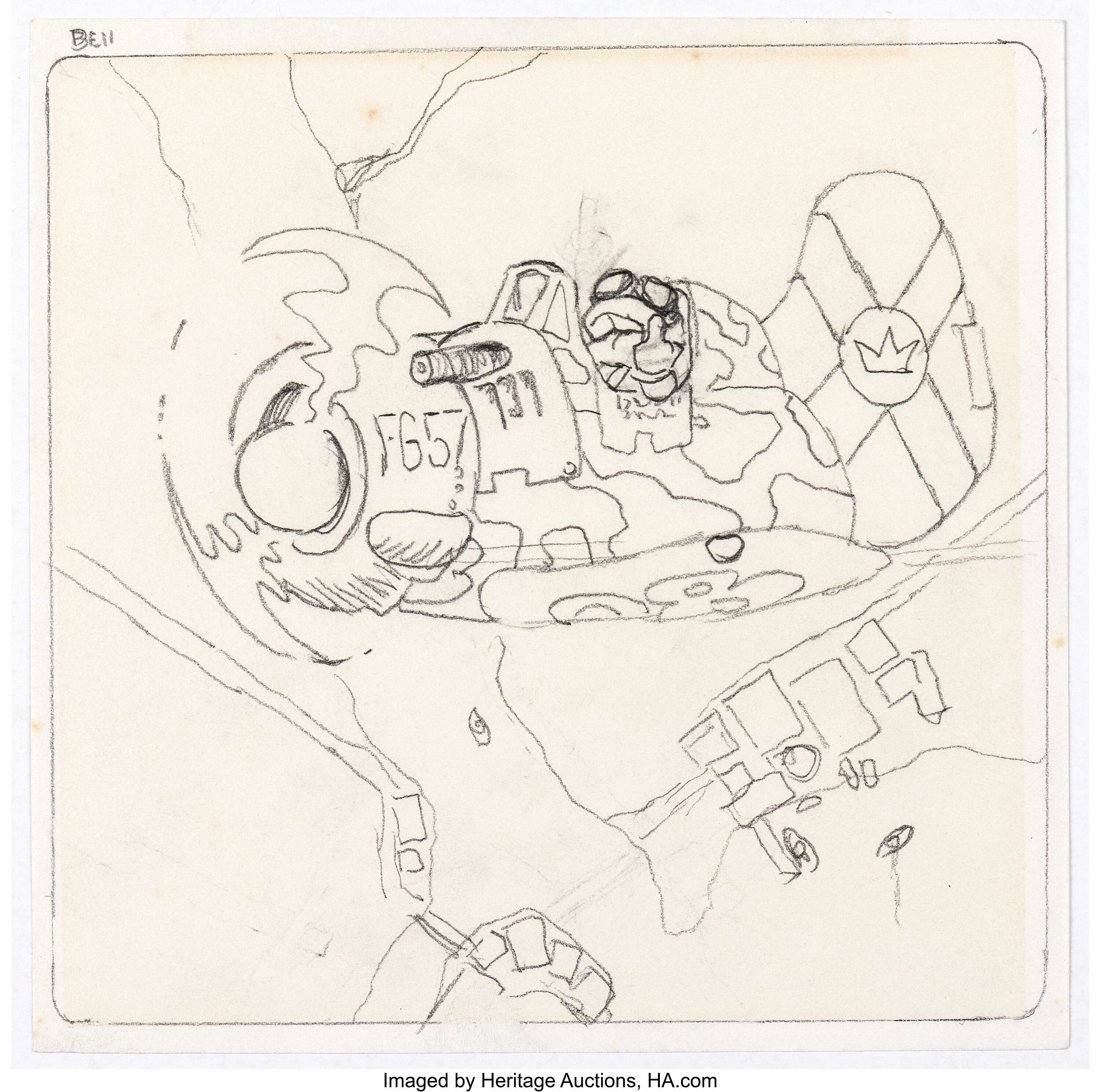 Vaughn Bodé - Lizard in War Plane Preliminary Original Art | Lot #48021 ...
