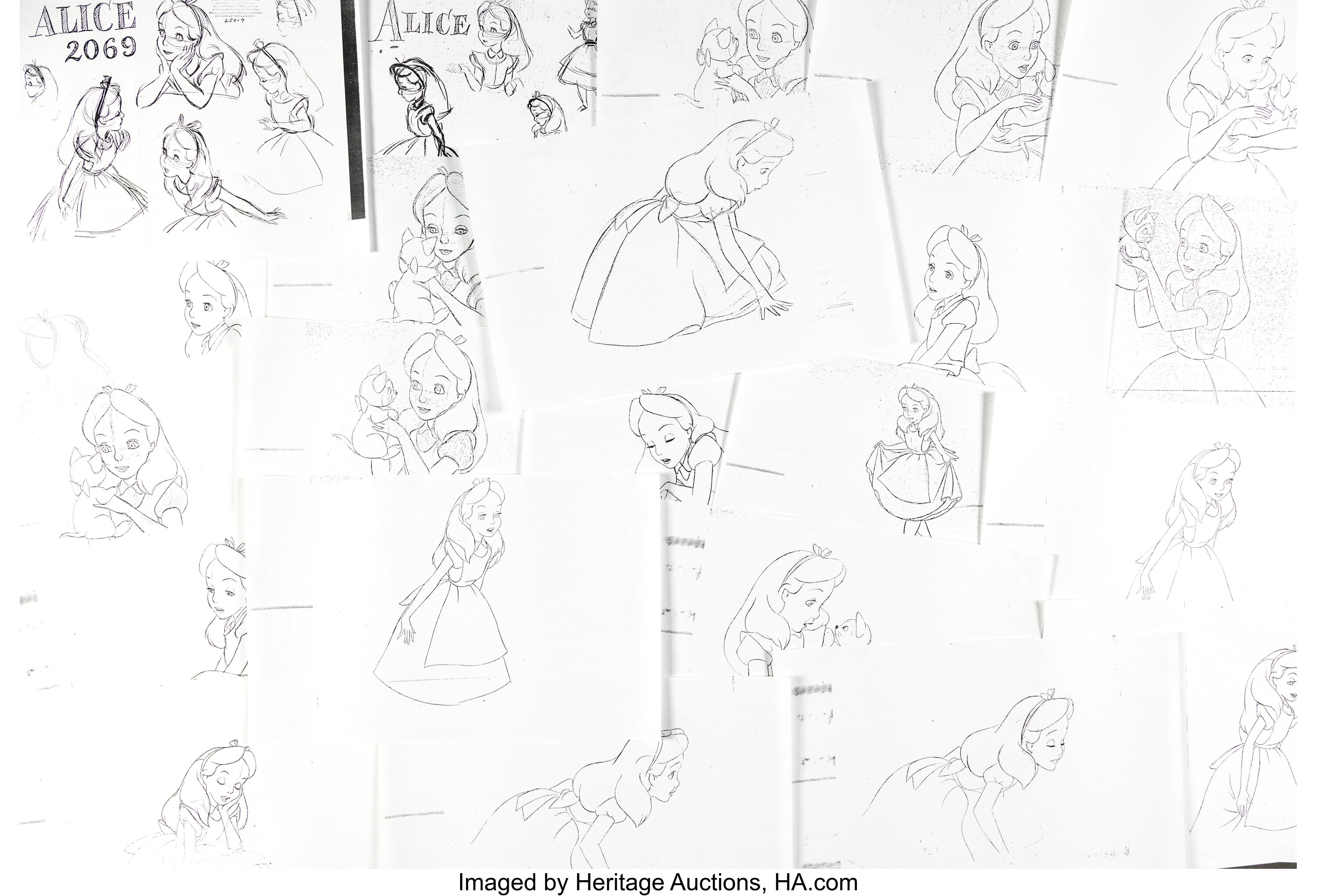 Alice in Wonderland Group of 86 Model Sheet Prints (Disney, | Lot ...
