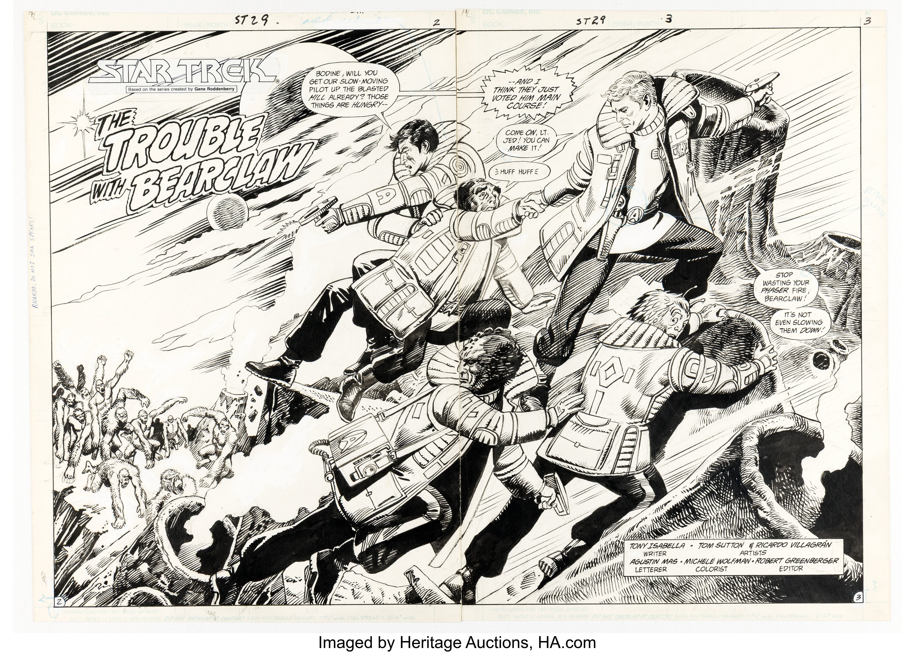 Tom Sutton amd Ricardo Villagrán Star Trek #29 Double Splash Pages ...