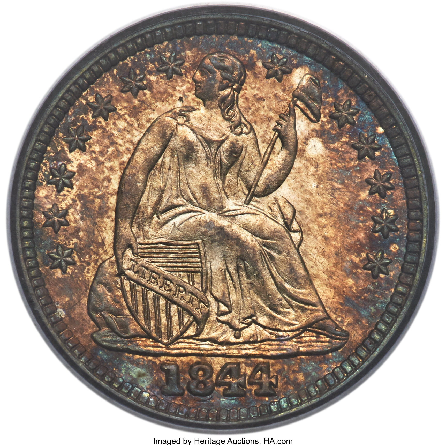 Tan-silver toning surrounds the edges of this example with some | Inv ...