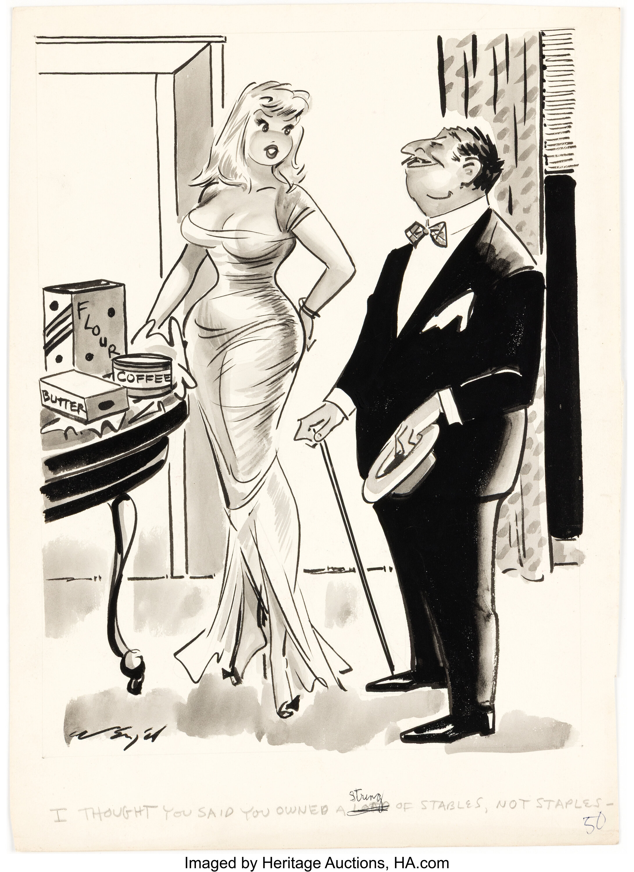 bill-wenzel-comedy-january-1957-single-panel-gag-cartoon-lot-47315