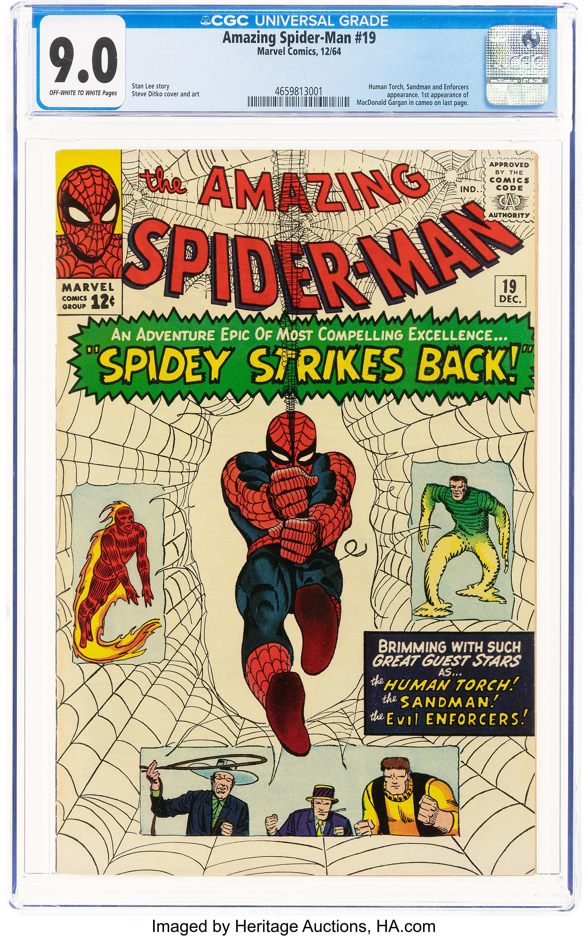 The Amazing Spider-Man #19 (Marvel, 1964) CGC VF/NM 9.0 Off-white | Lot ...
