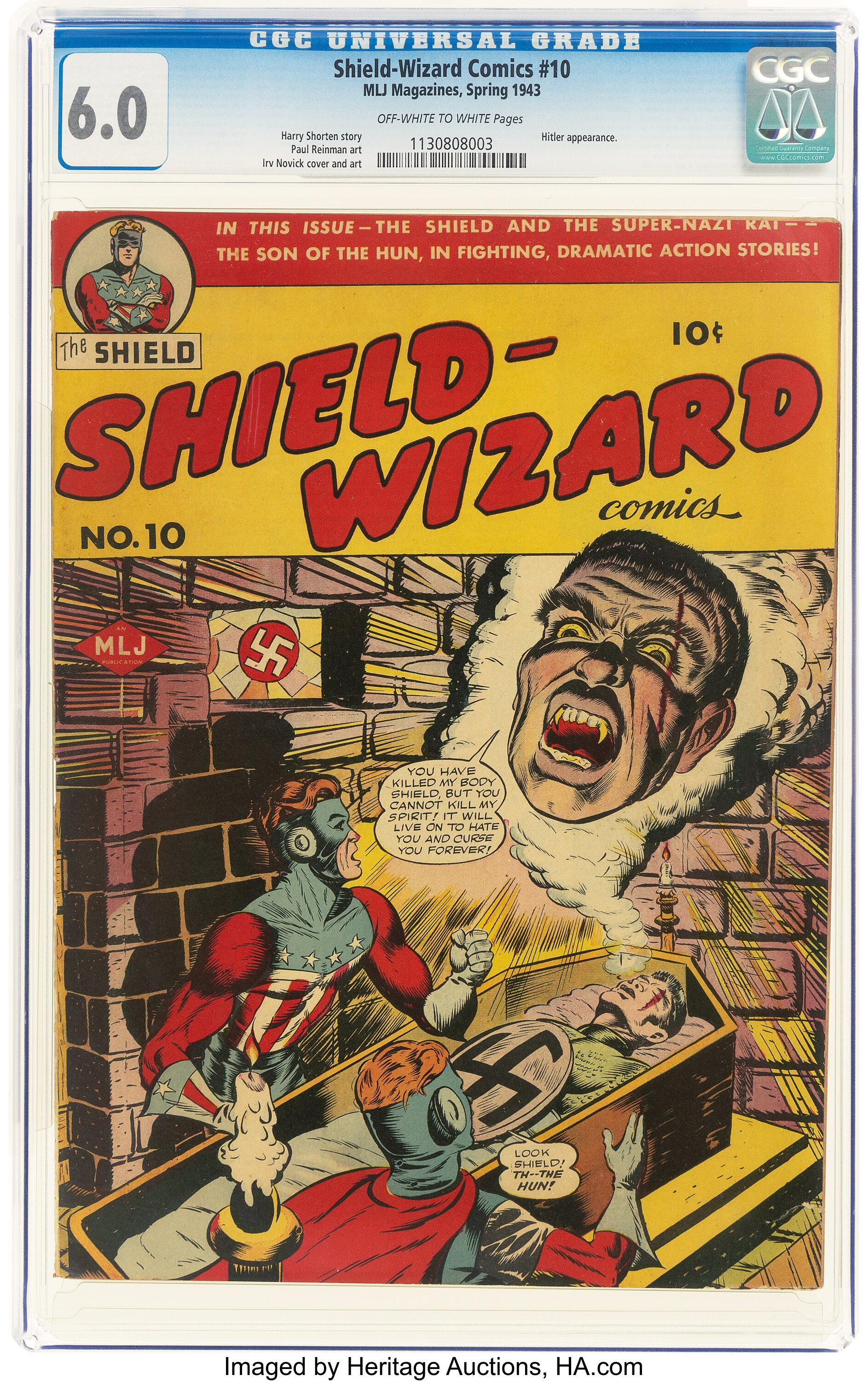 Shield-Wizard Comics #10 (MLJ, 1943) CGC FN 6.0 Off-white to white ...