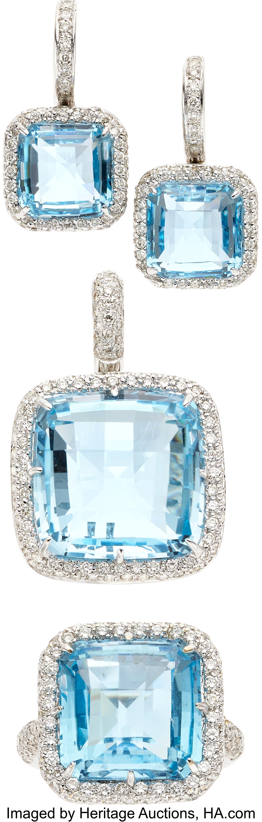 Blue Topaz, Diamond, White Gold Jewelry Suite. ... (Total: 3 Items ...