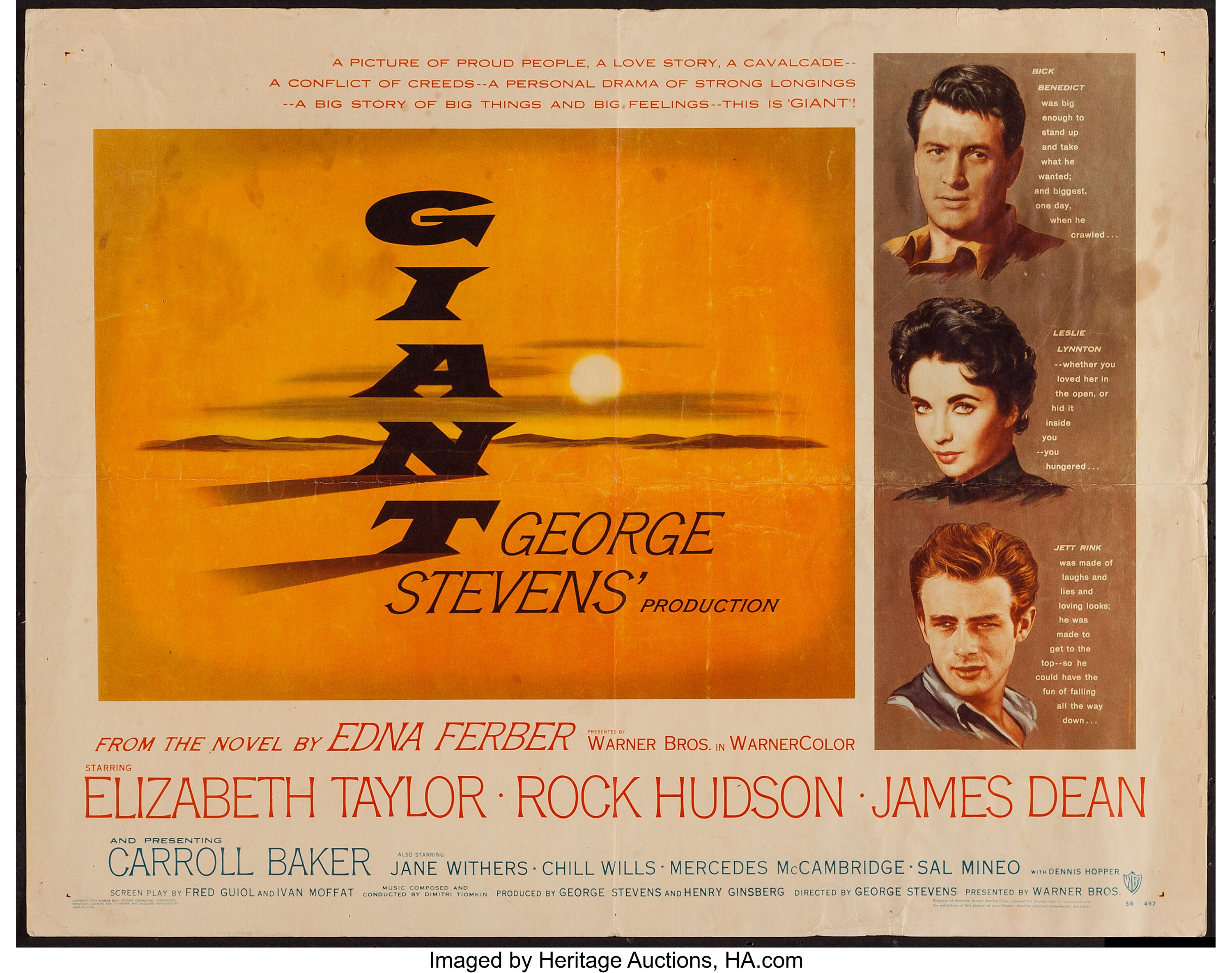 Giant (Warner Brothers, 1956). Half Sheet (22