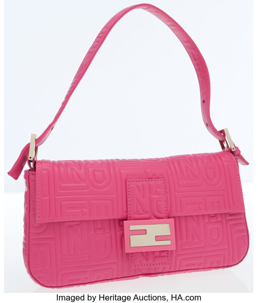 Fendi Baguette Mini Chain Shoulder Bag in Red