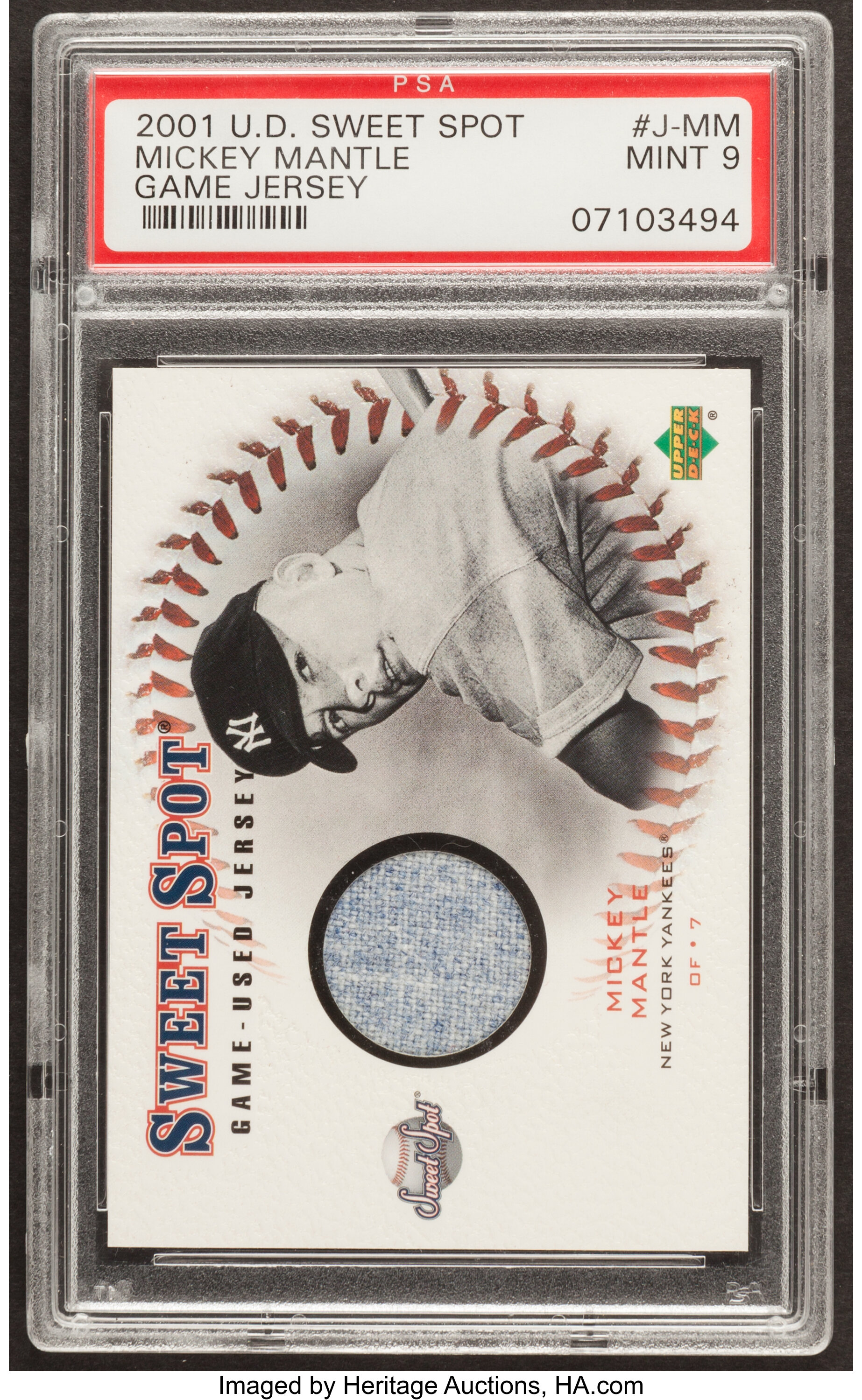 2001 Upper Deck Sweet Spot Game Jersey Mickey Mantle #J-MM PSA, Lot #43055