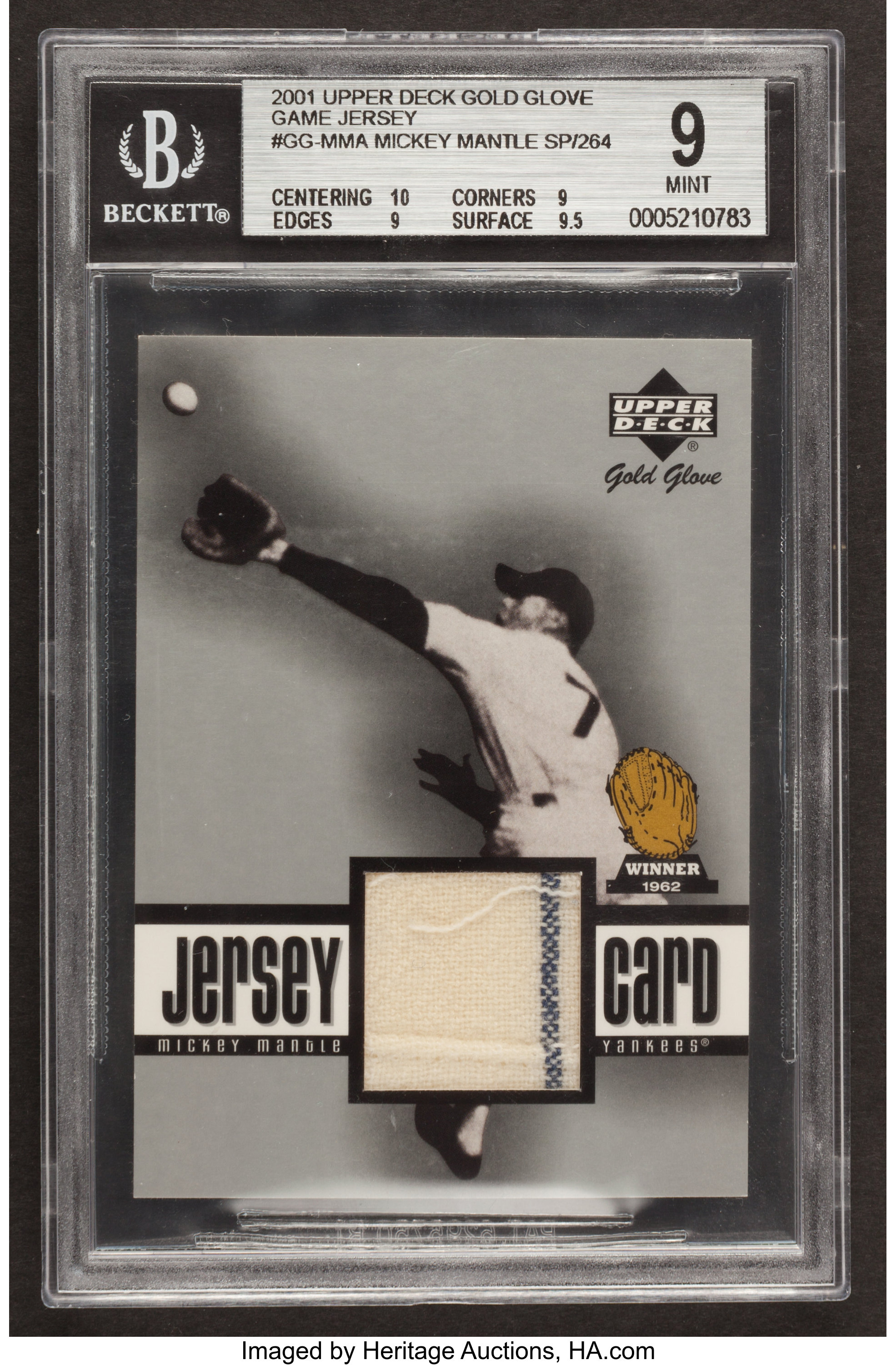 2001 Upper Deck Sweet Spot Mickey Mantle Game Used Jersey BGS 9.5
