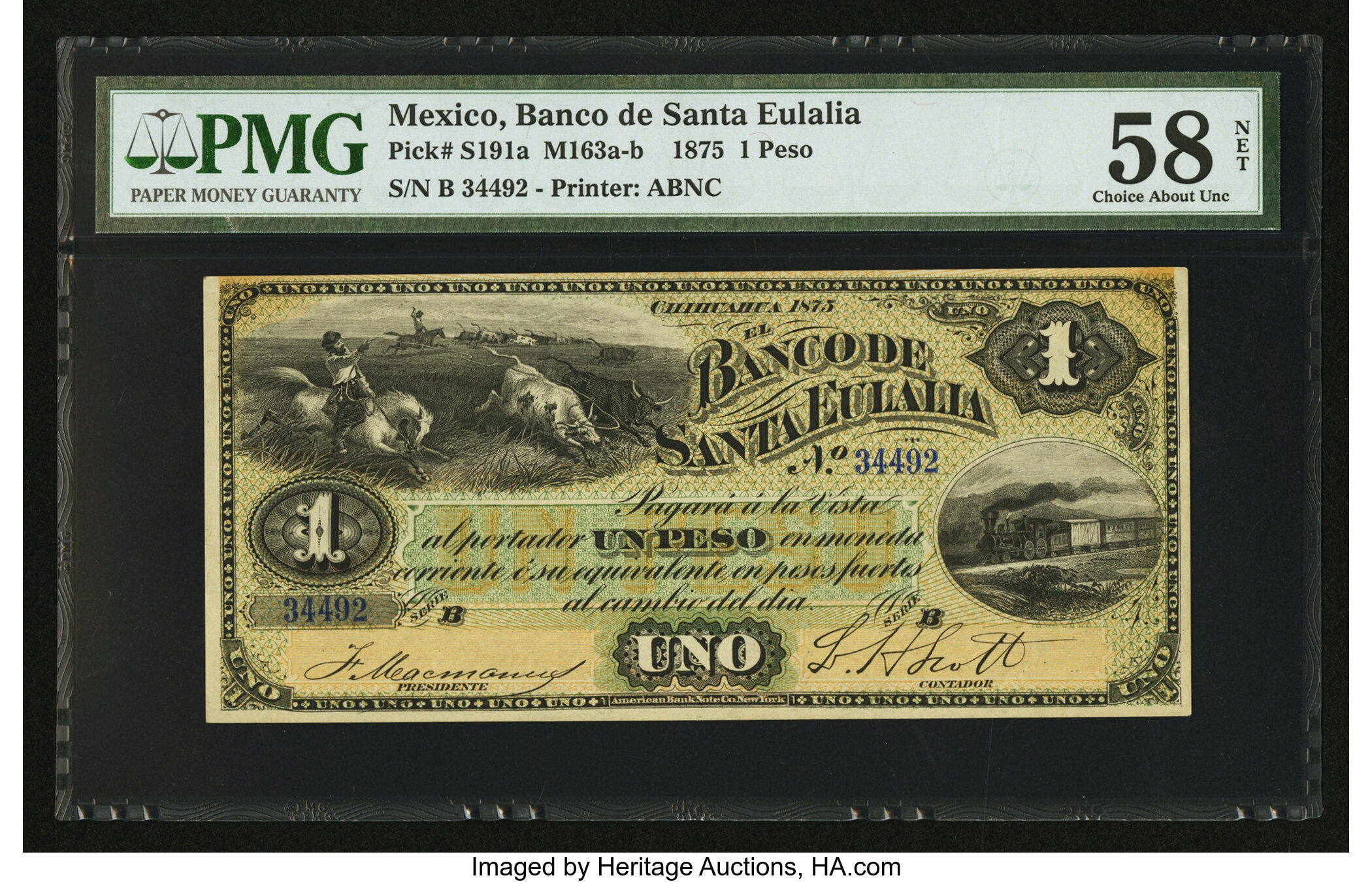 Mexico Banco De Santa Eulalia 1 Peso 1875 Pick S191a M163a B Lot Heritage Auctions