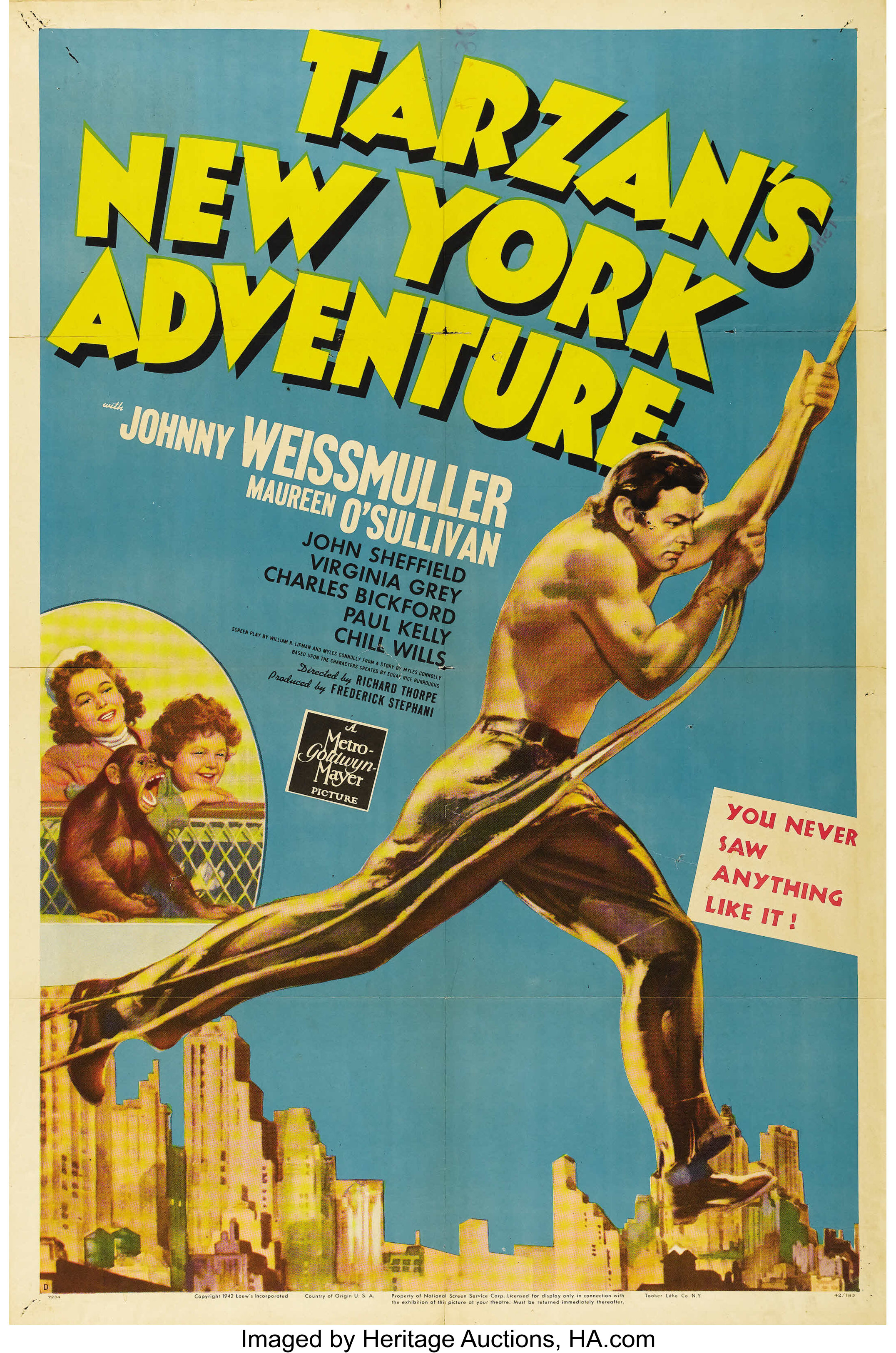 Tarzan's New York Adventure (MGM, 1942). One Sheet (27