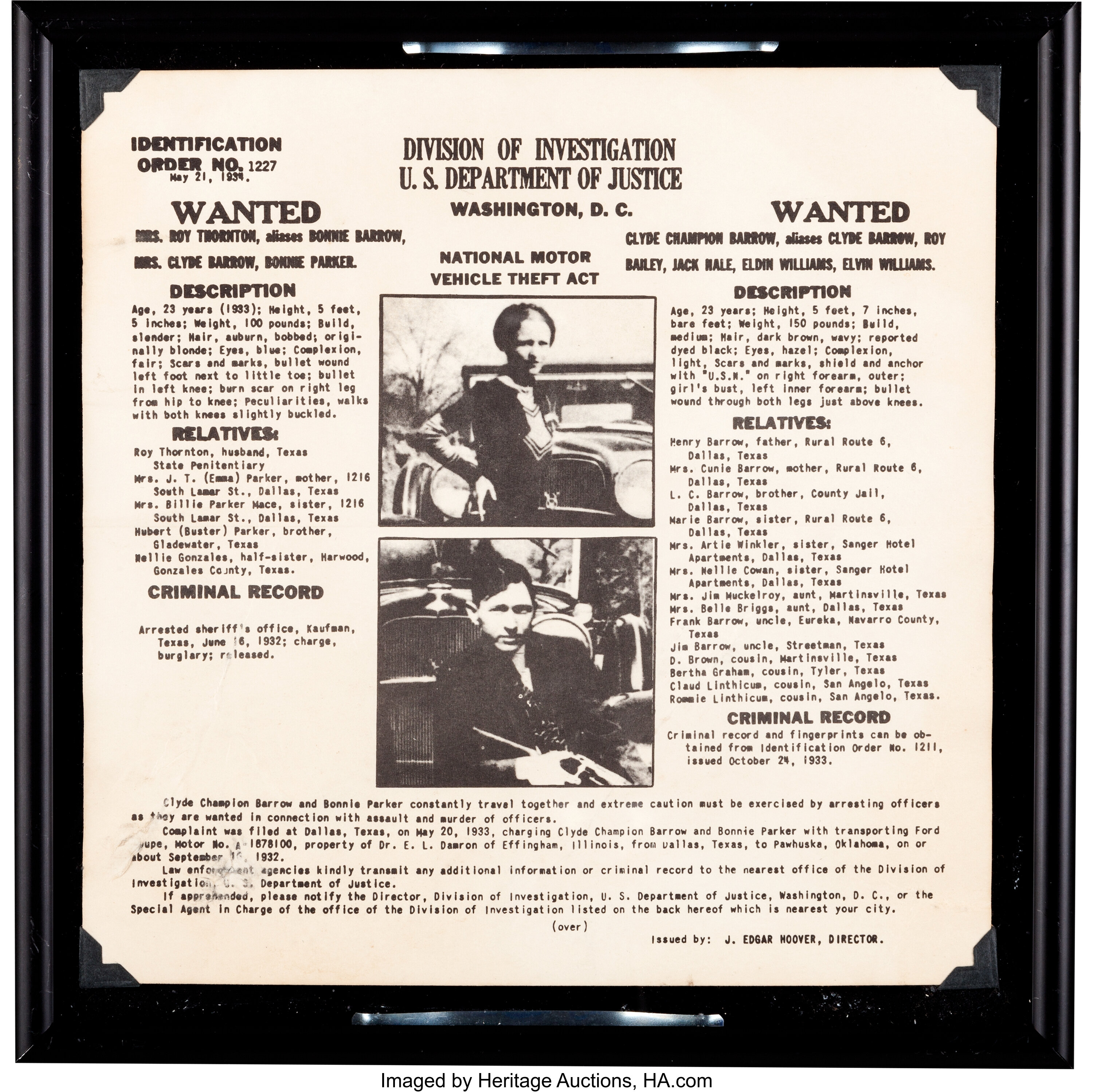 bonnie and clyde wanted poster original