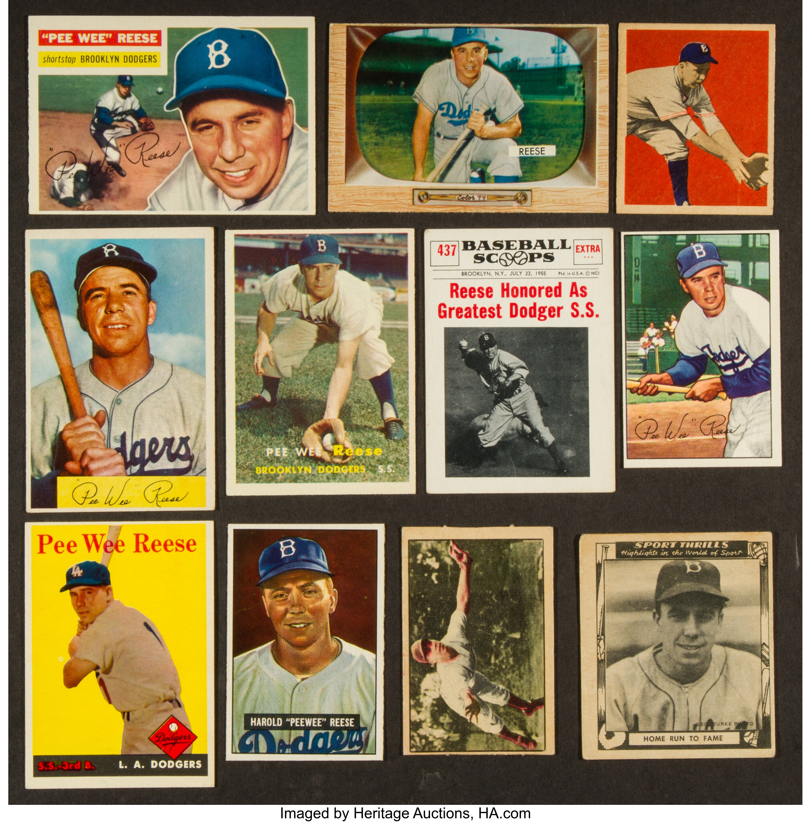 Lot - 1952 Bowman #8 Pee Wee Reese Brooklyn Dodgers Baseball Card