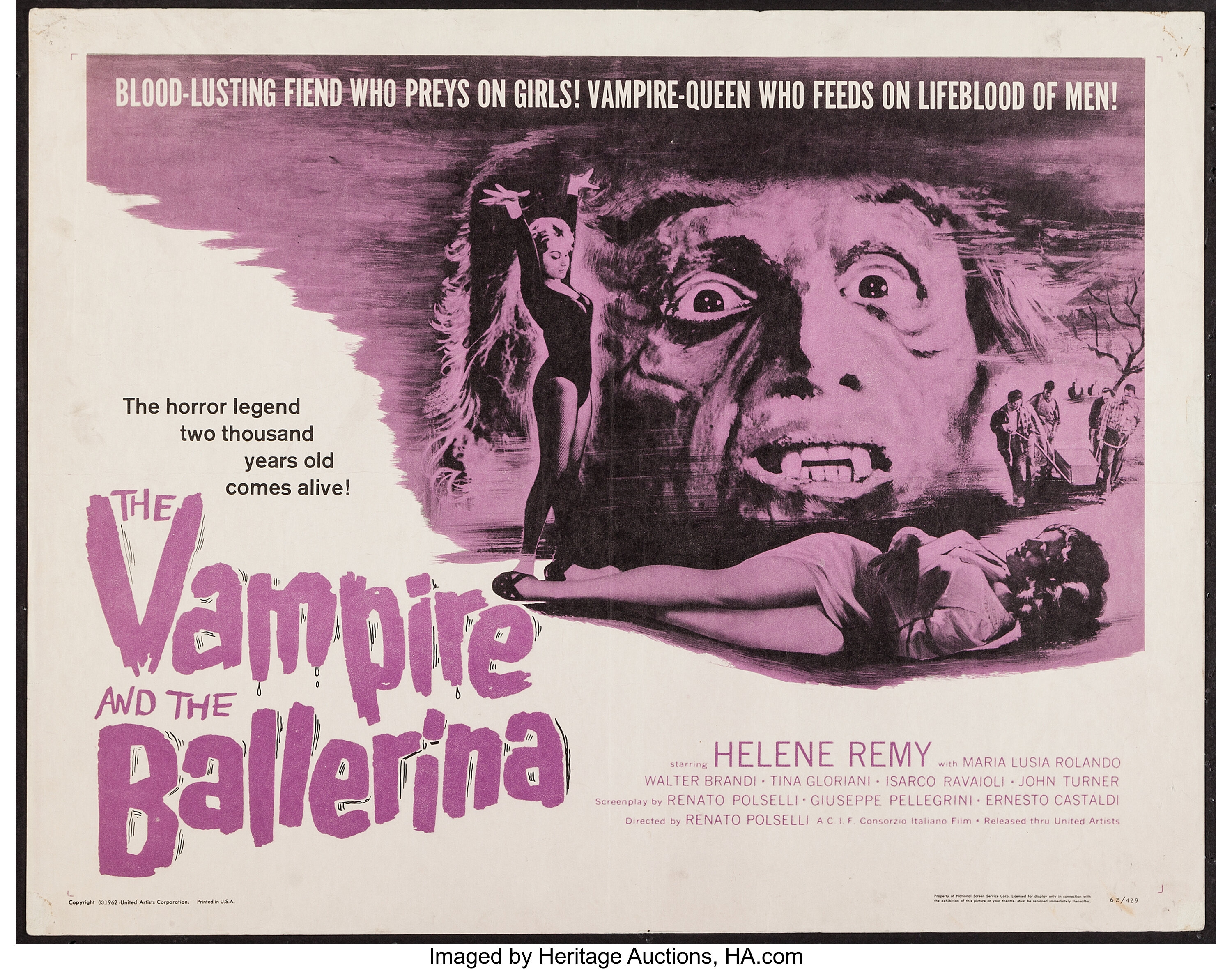 The Vampire and the Ballerina (United Artists, 1962). Half Sheet | Lot ...