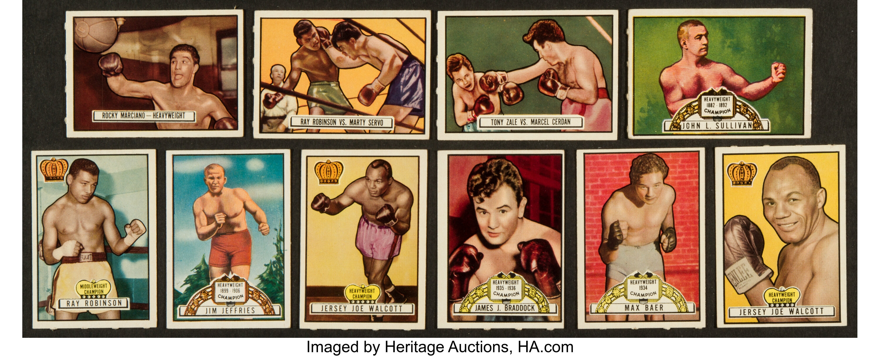 6 Boxing Cards Topps Ringside, 1951