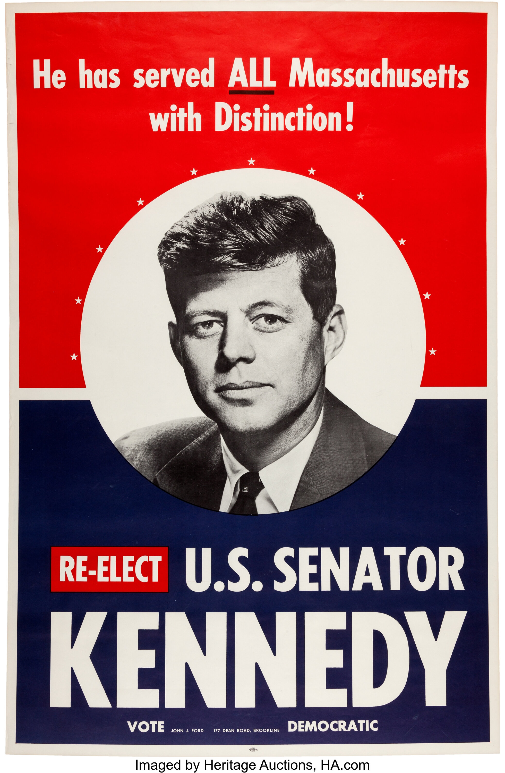 John F Kennedy 1958 Senate Re Election Poster Political 3d And Lot 38156 Heritage Auctions 