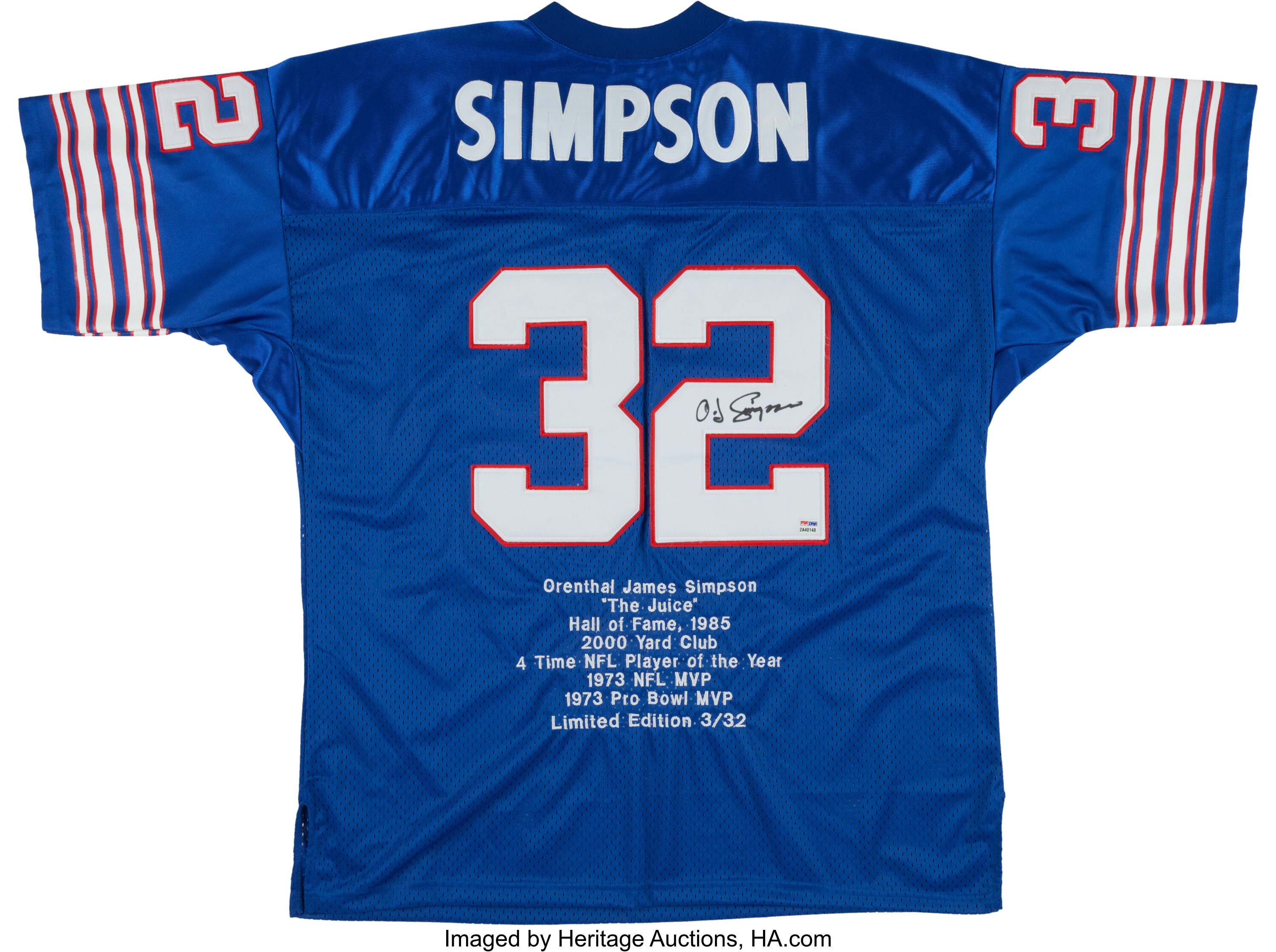 Buffalo Bills O.J. Simpson Signed Blue Throwback Jersey - Schwartz Authentic