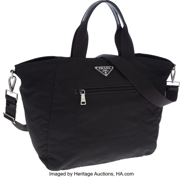 Prada Black Vela Sport Nylon Small Double Handle Tote Bag BR0418