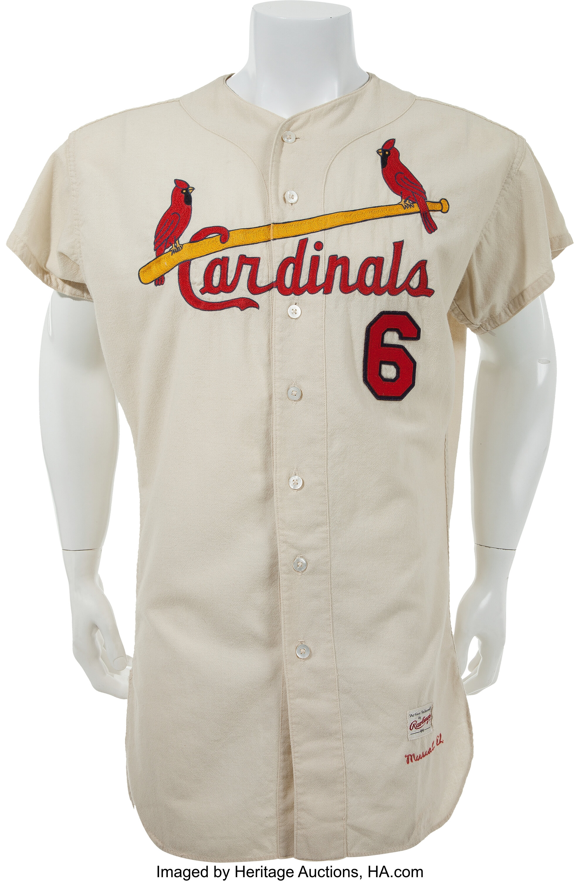 1962 Stan Musial Game Worn St. Louis Cardinals Jersey, MEARS, Lot #80081