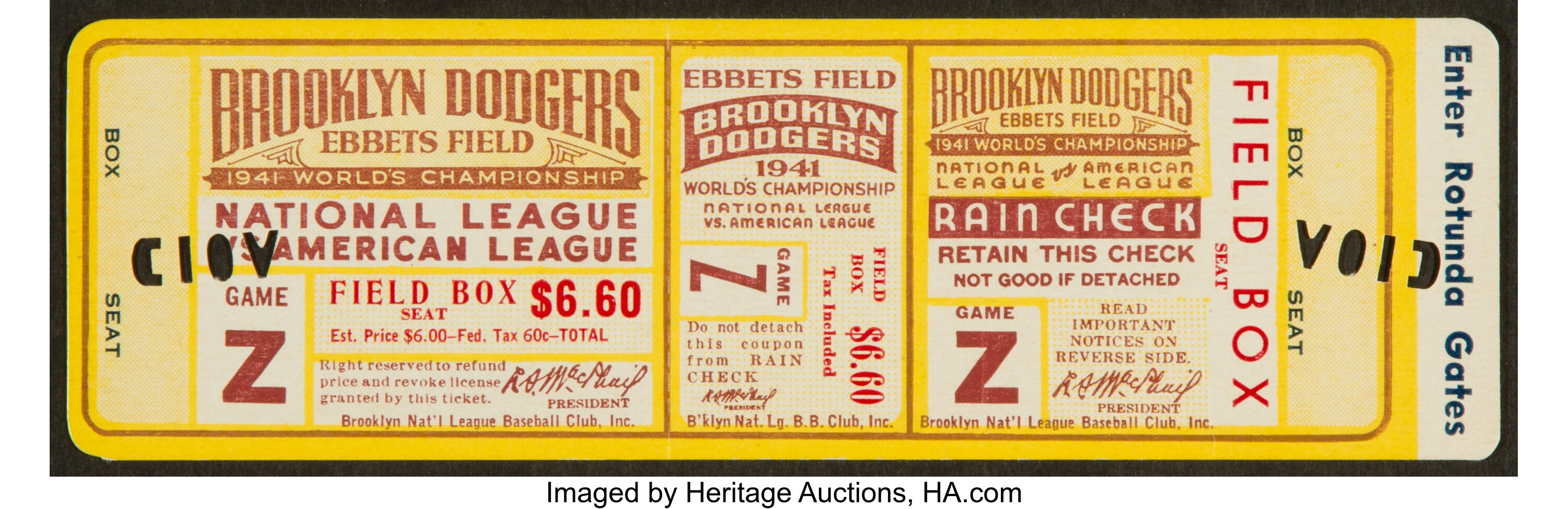 1941 National Champion Brooklyn Dodgers at Ebbets Field, 1941