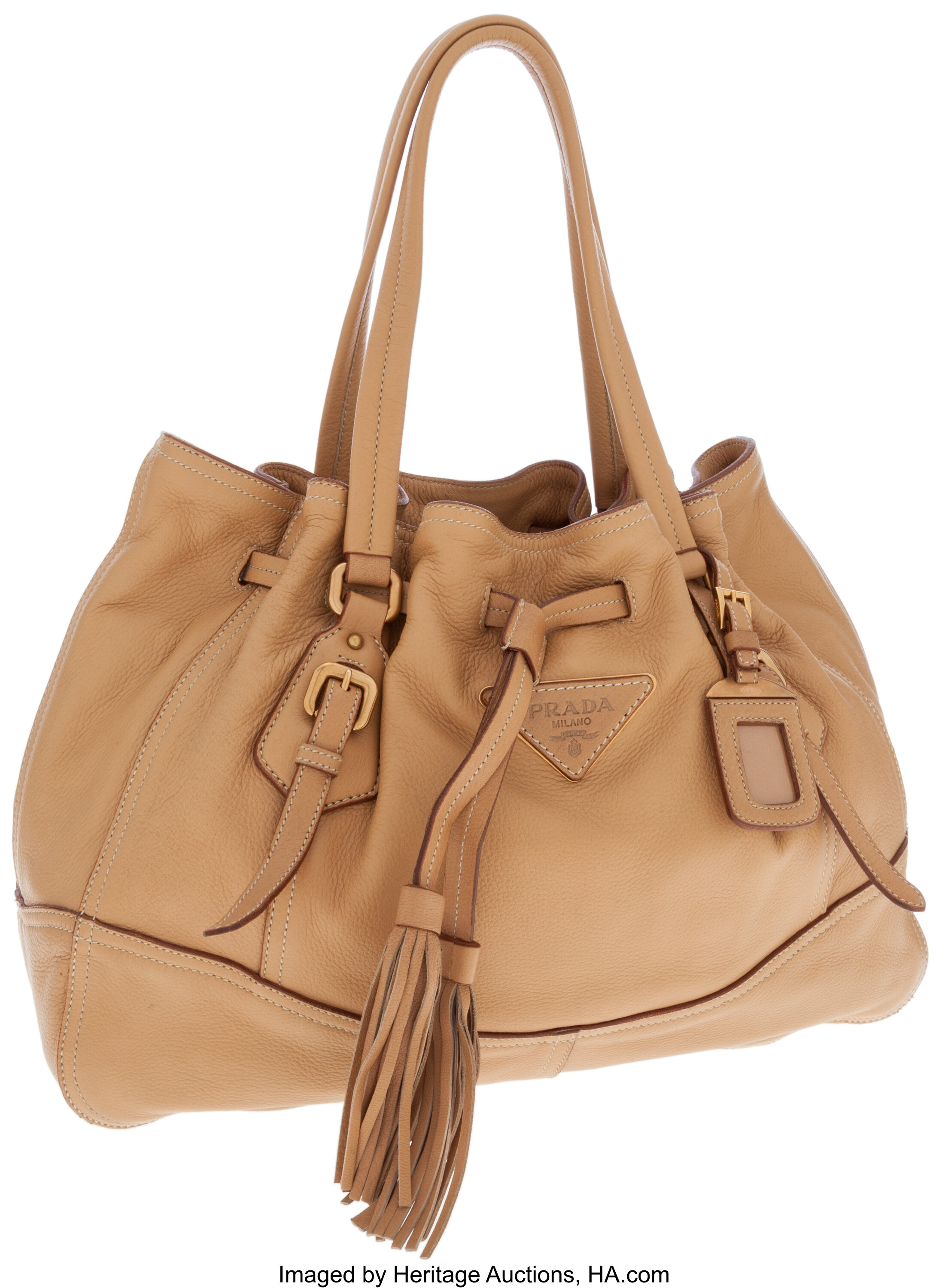 Prada Brown Cervo Antik Deerskin Large Shoulder Bag at Jill's Consignment