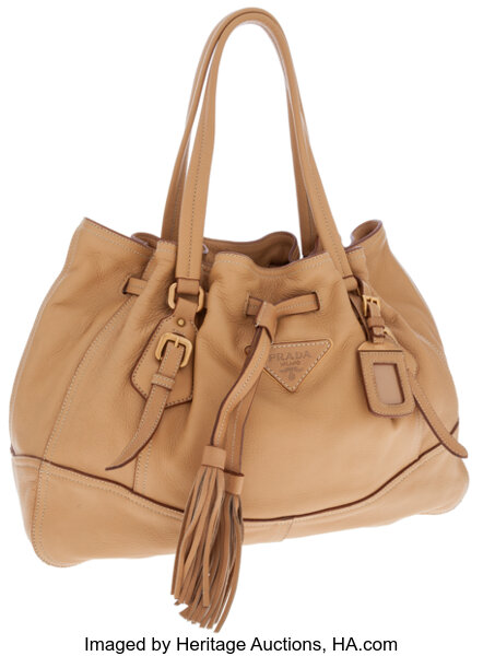 PRADA Cervo Antik Leather Tote Bag Brown