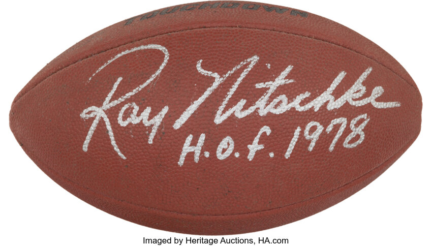 Ray Nitschke Signed Football. Football Collectibles Balls