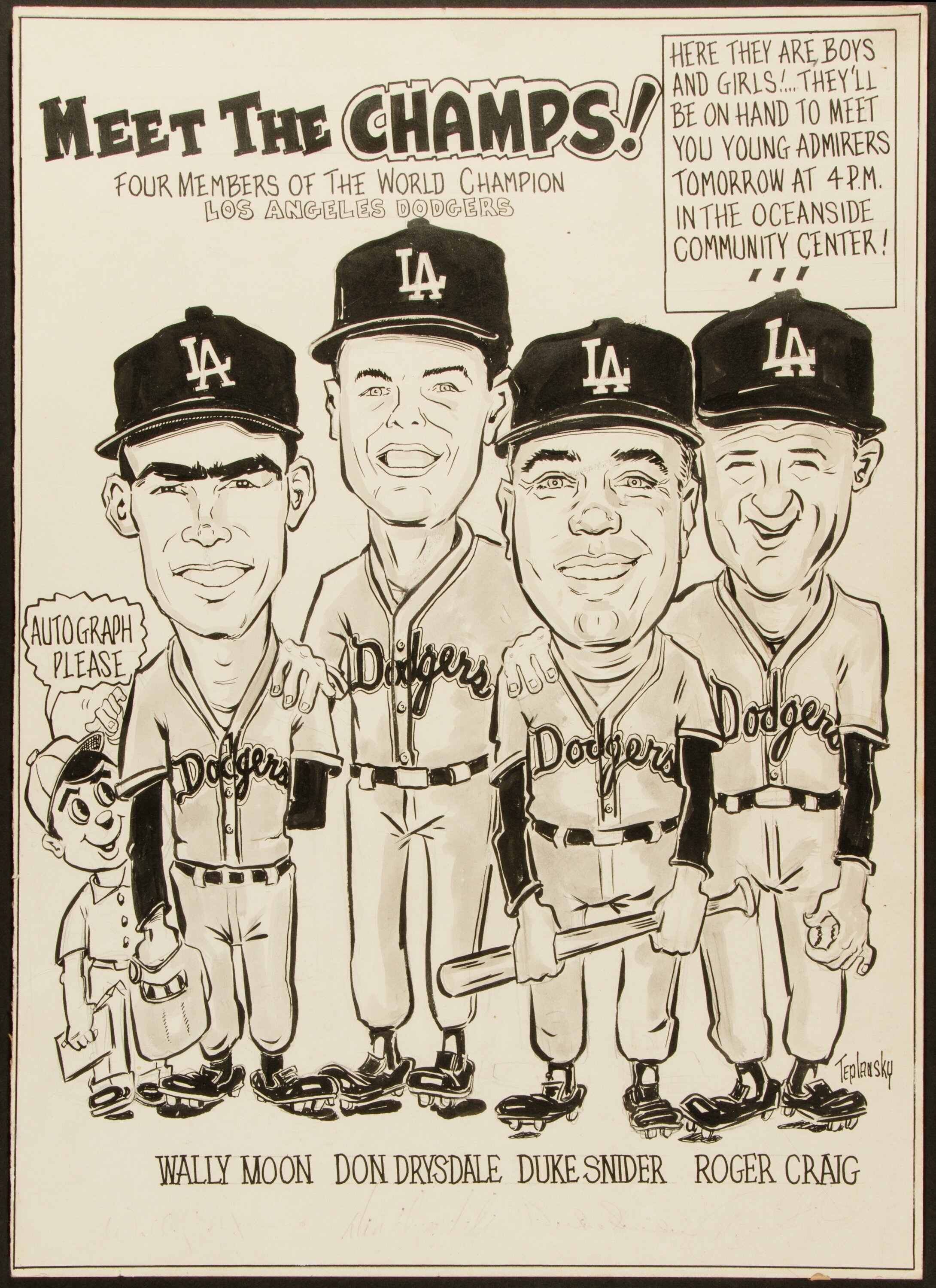 Lot Detail - 1959 DON DRYSDALE SIGNED LOS ANGELES DODGERS GAME