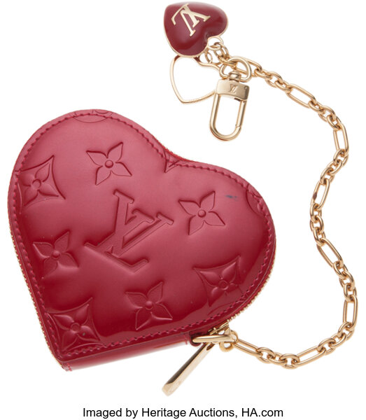 Louis Vuitton, Accessories, Leather Lined Burgundy Vernis Heart Shape  Keychain Zip Money Coin Pouch Vintage