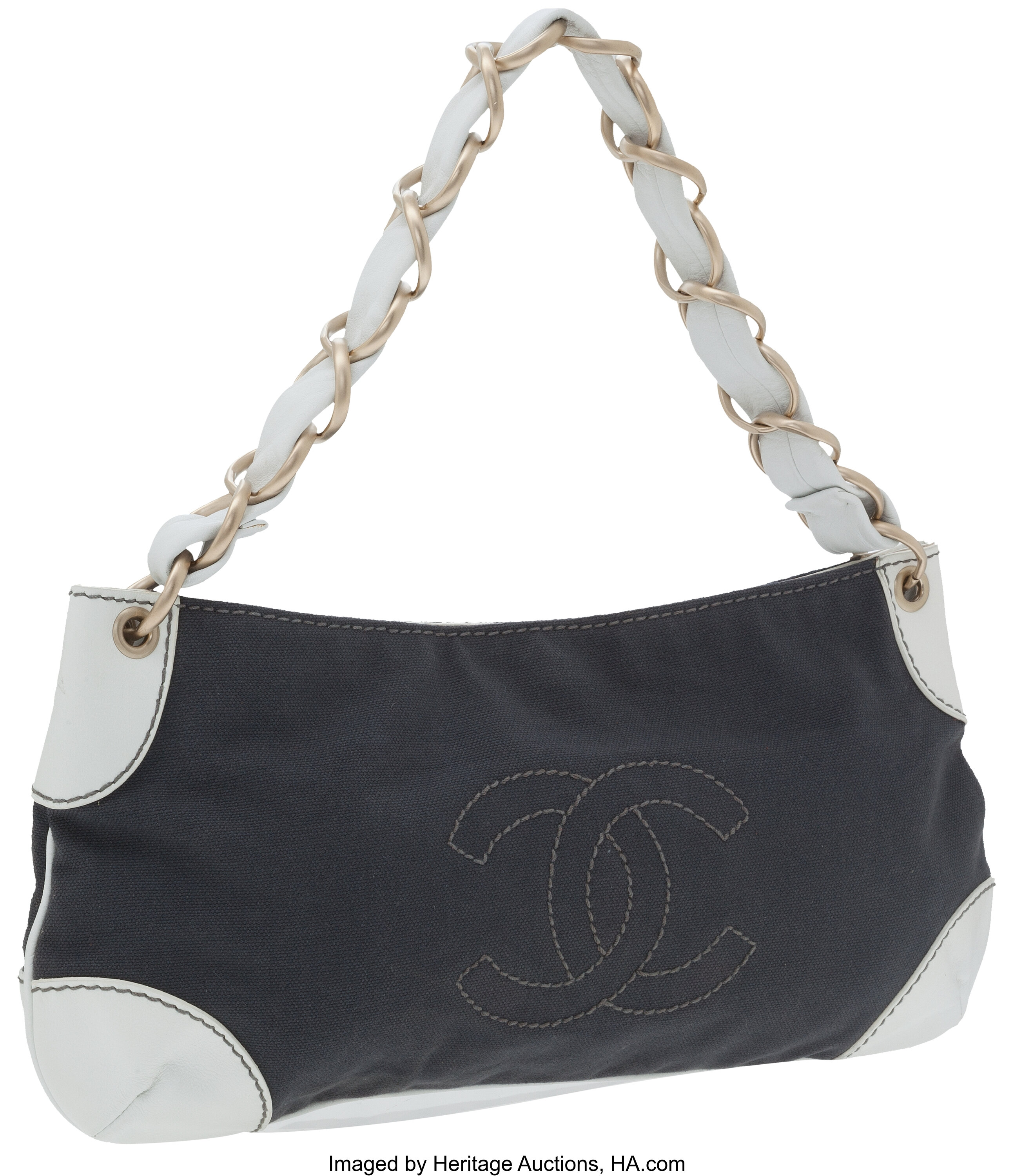 Sold at Auction: Chanel - Gabrielle Large Bag - White Leather CC Gold Silver  Quilted Hobo