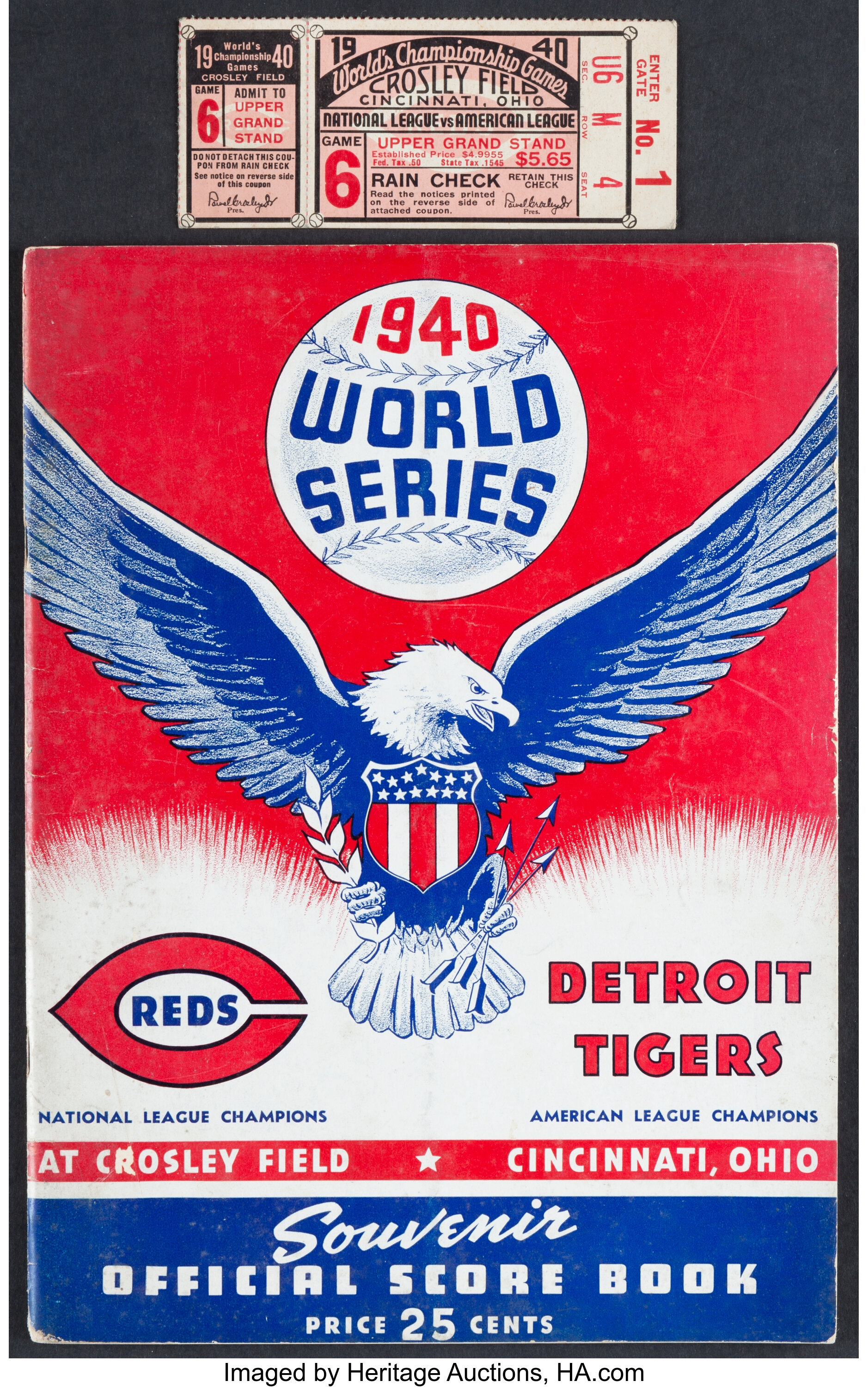 1940 World Series Program Detroit Tigers vs. Cincinnati Reds