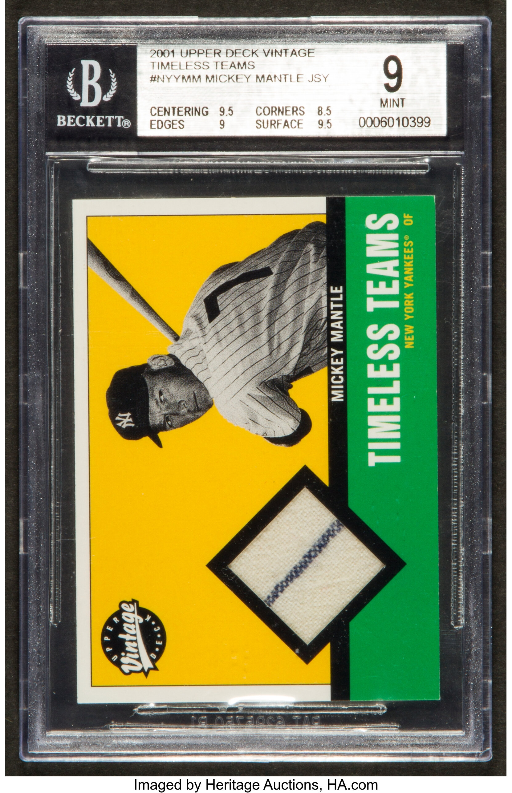 2001 Upper Deck Vintage Timeless Teams Mickey Mantle Jersey #NYYMM, Lot  #41020