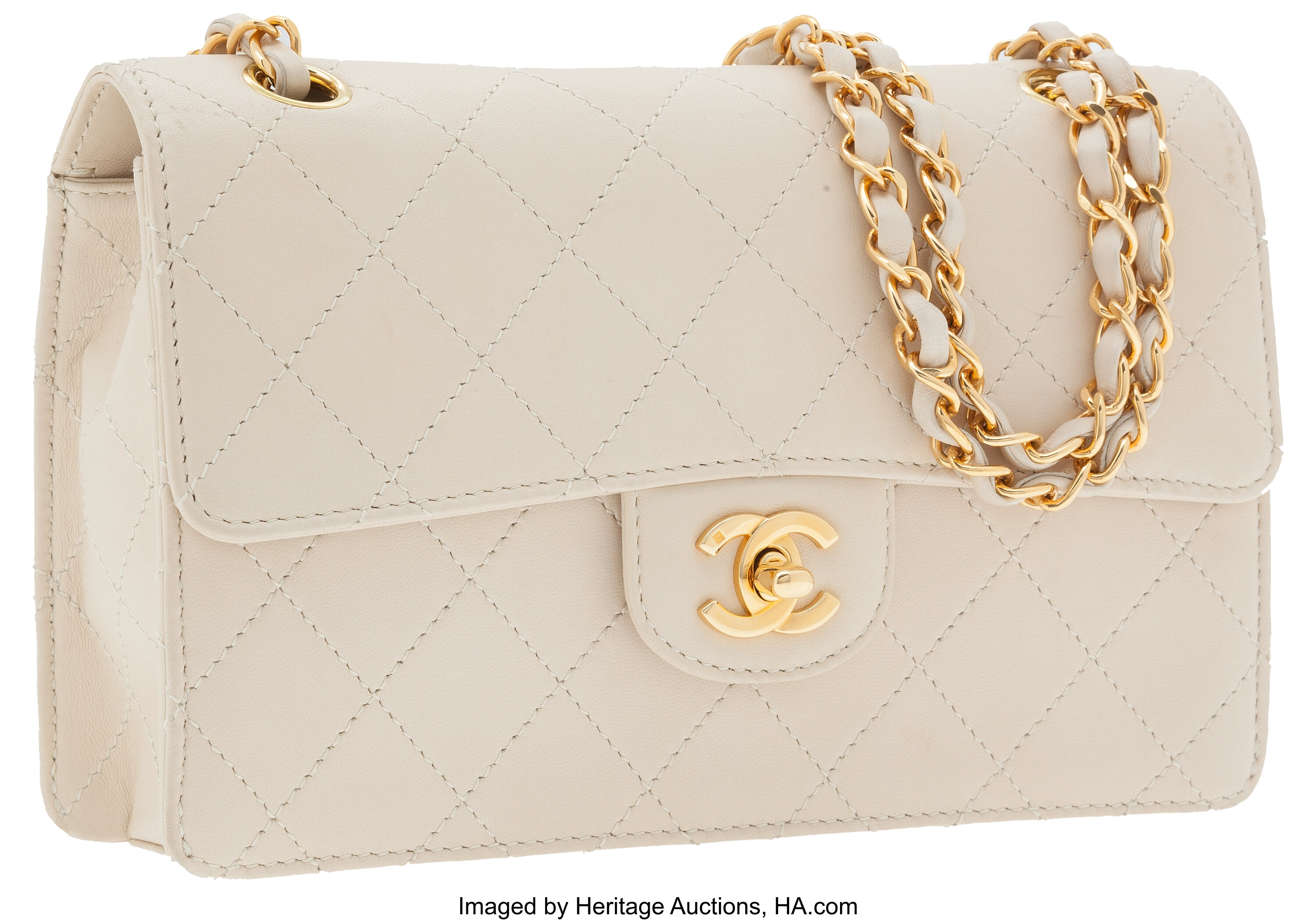 Chanel Calfskin Coco Eyelets Small Flap Bag Ivory