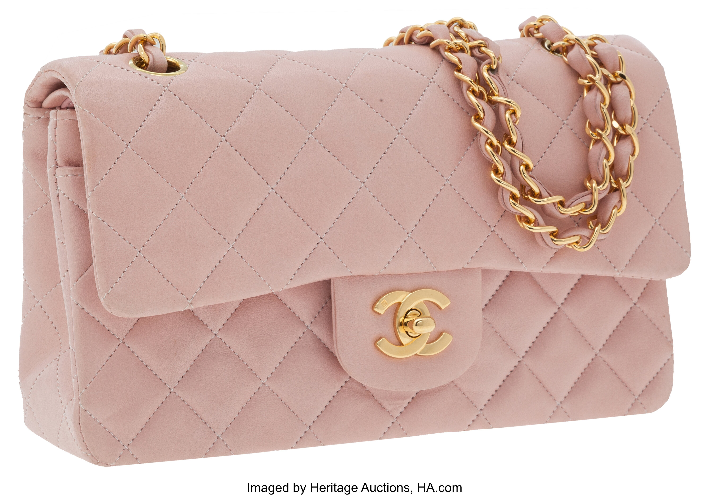 Chanel Pink Lambskin Leather Classic Flap Bag with Gold Hardware. | Lot  #76019 | Heritage Auctions