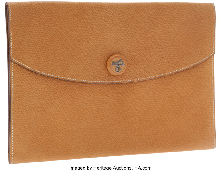 Sold at Auction: Hermes Rio: Blue Clutch With Change Purse