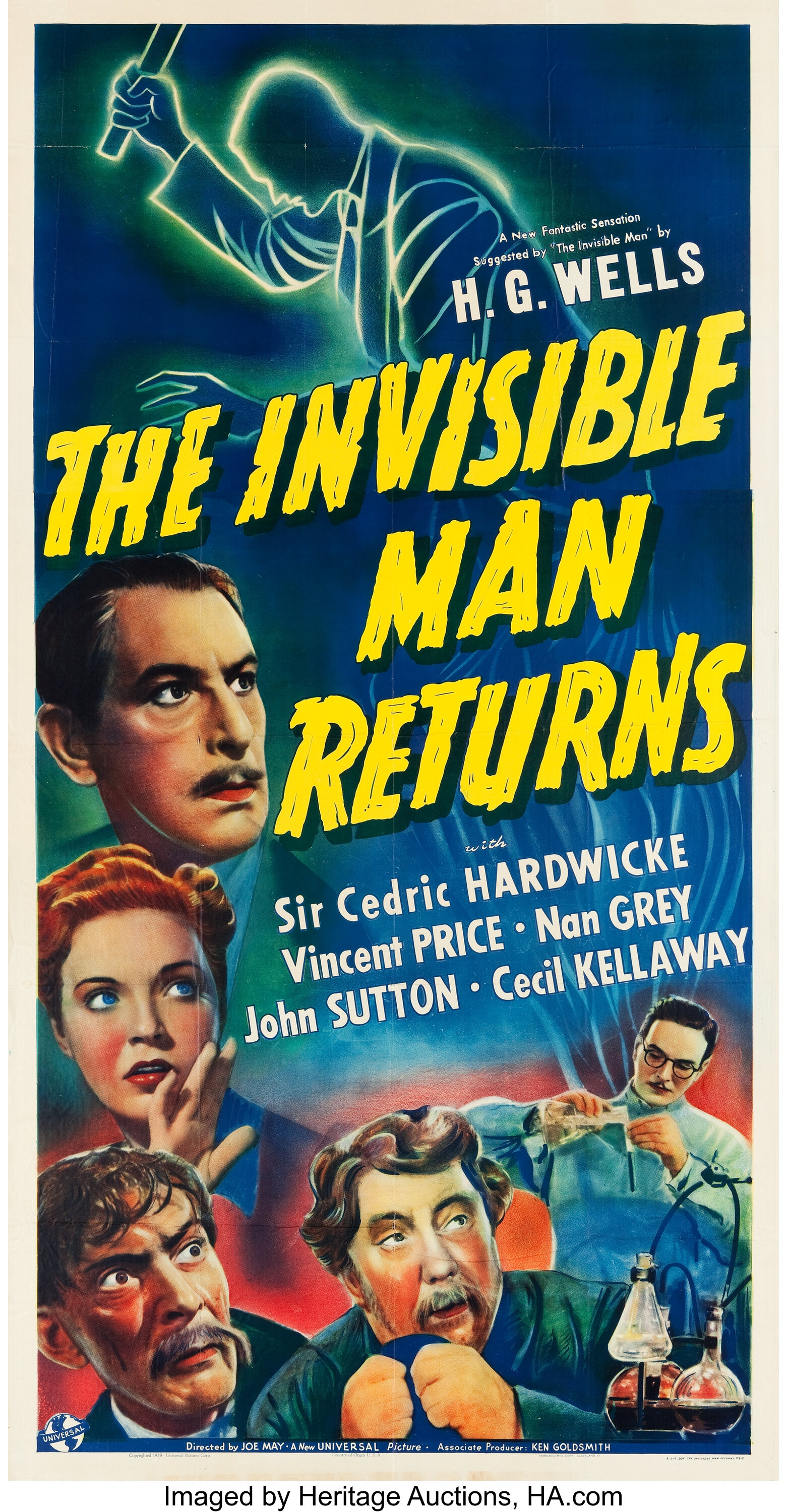 The Invisible Man Returns (Universal, 1940). Three Sheet (41