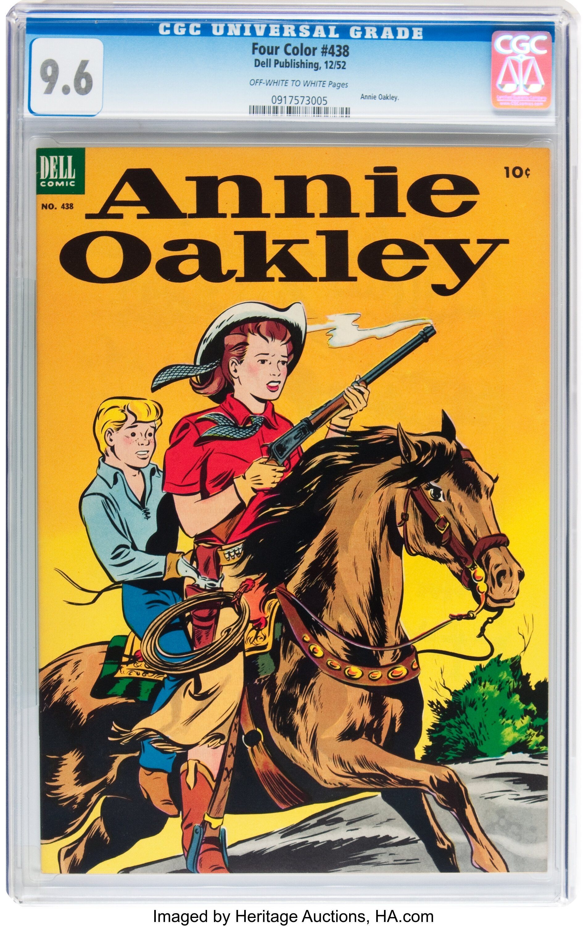 Four Color #438 Annie Oakley (Dell, 1952) CGC NM+  Off-white to | Lot  #10180 | Heritage Auctions