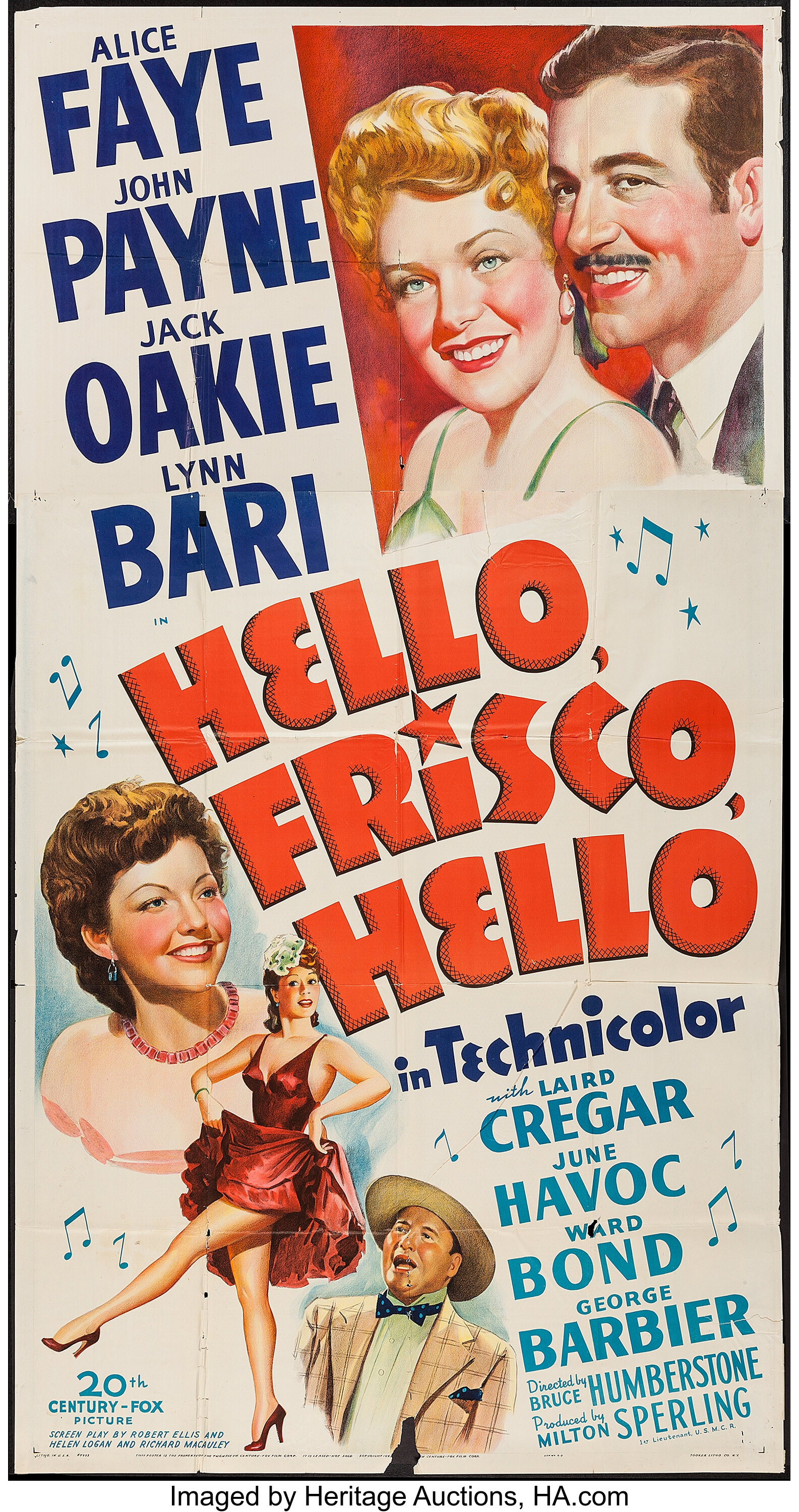 Hello, Frisco, Hello (20th Century Fox, 1943). Three Sheet (41