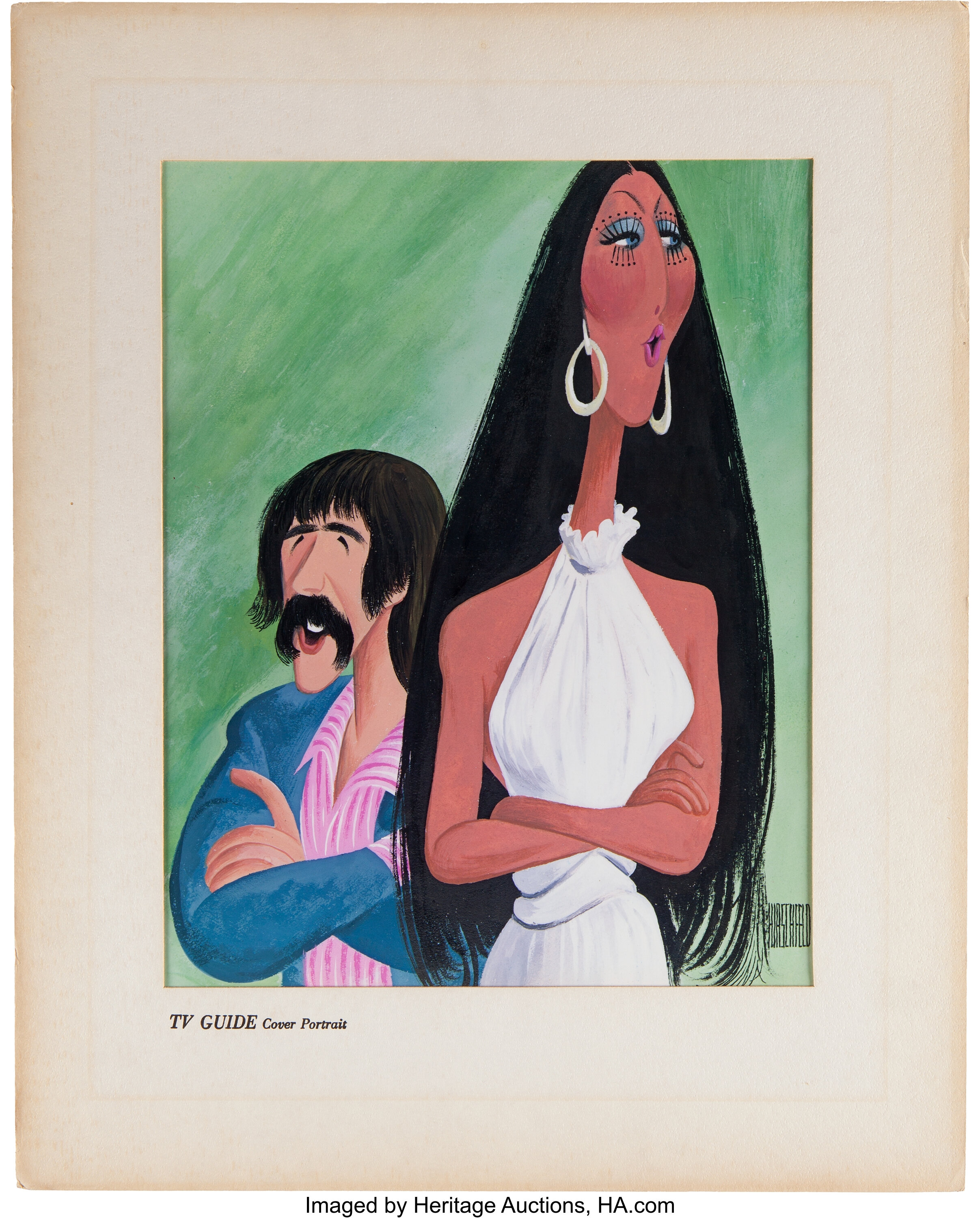 Sonny and Cher Print by Hirschfeld, 1974.... Music Memorabilia | Lot ...