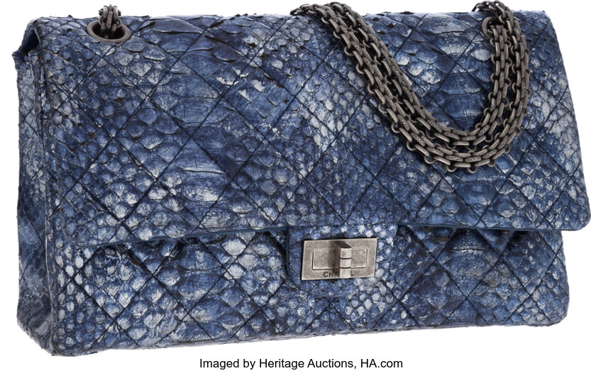 Chanel Blue Python Easy Carry Flap Bag