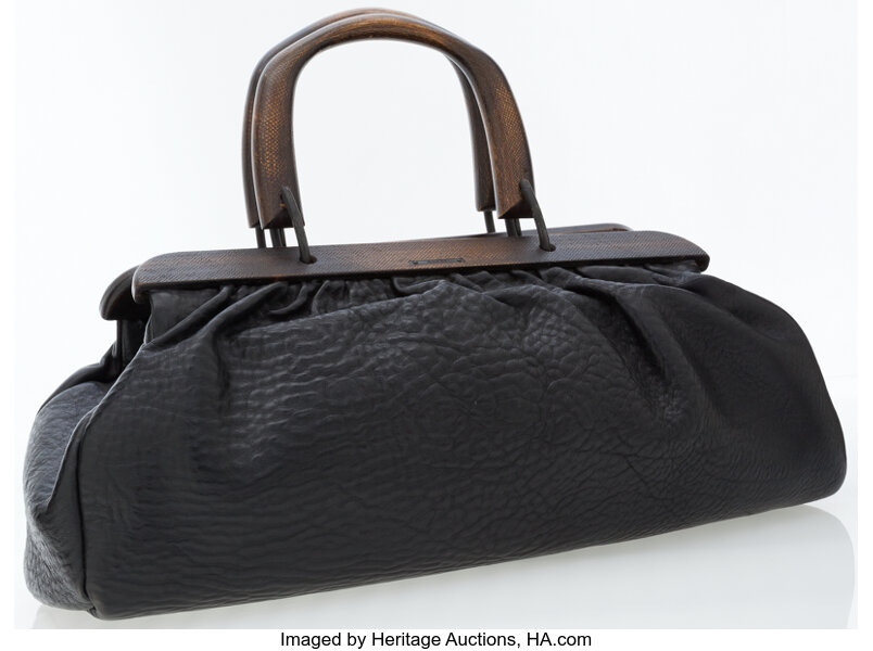 Gucci by Tom Ford Black Crocodile Wood-Handle Doctor Bag