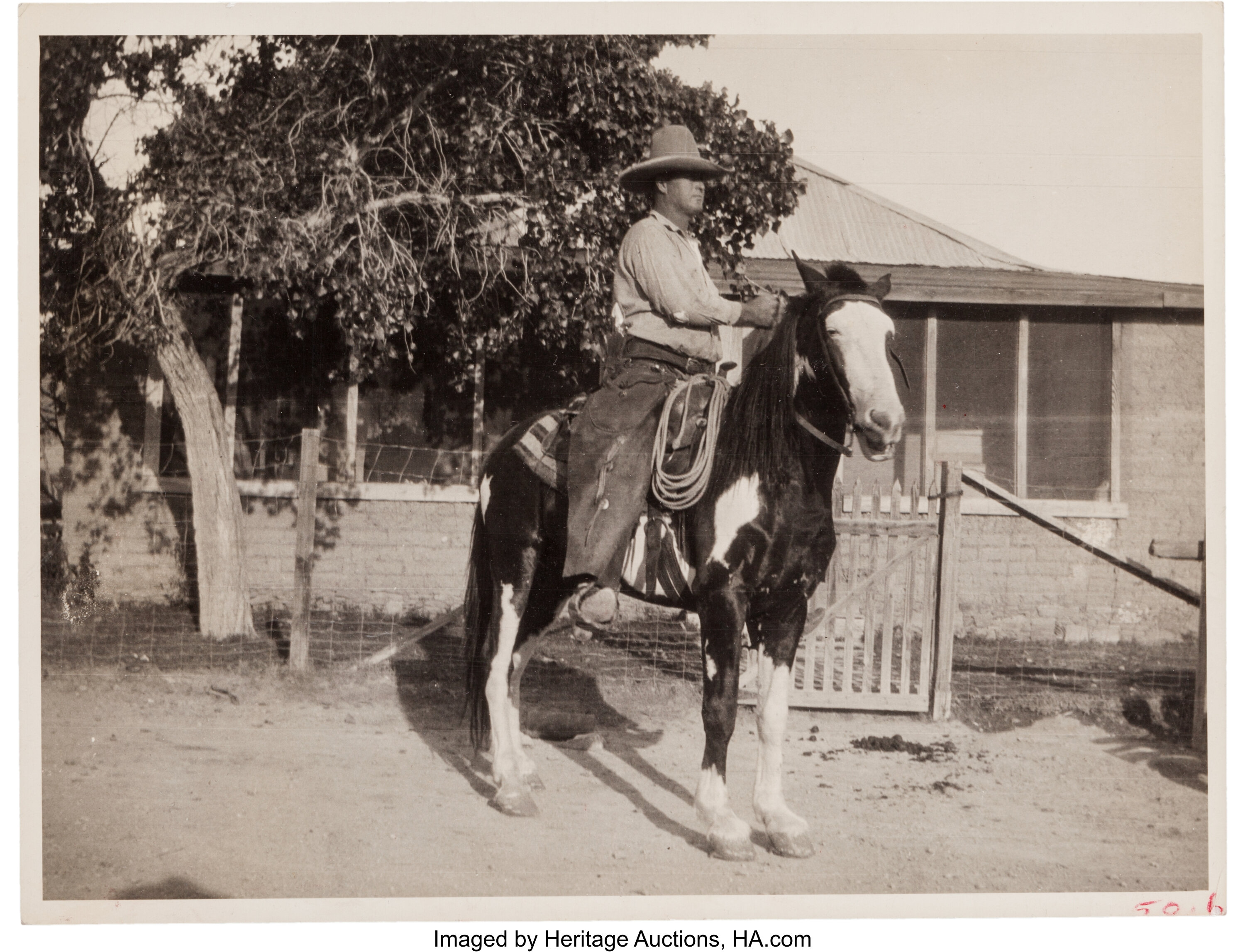 Original photograph of Texas Ranger Taking Aim While on his Horse - circa  1880