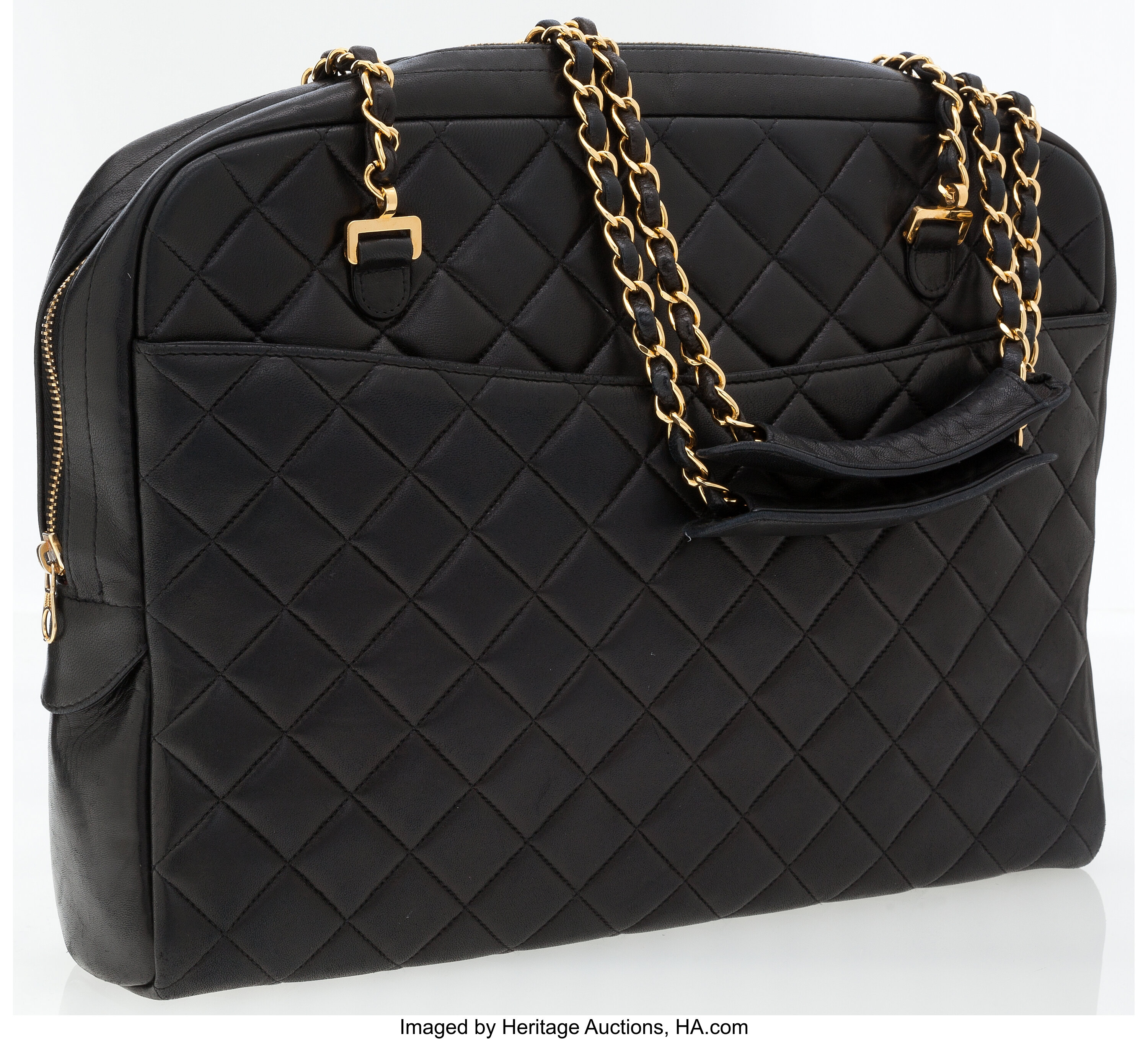 Black Quilted Lambskin Leather with Gold | Lot #76024 | Heritage Auctions