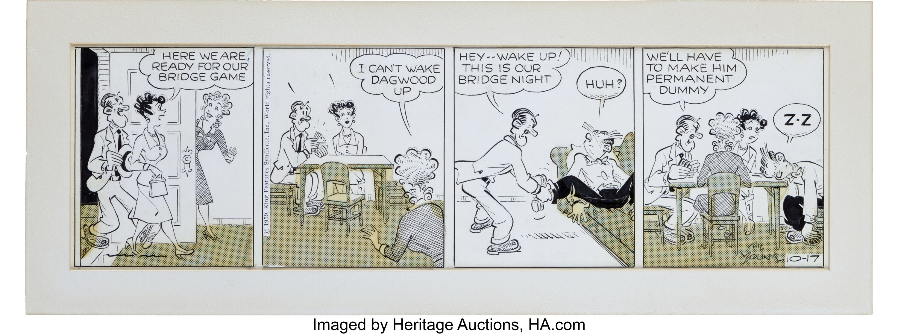 Chic Young Blondie Daily Comic Strip Original Art Dated 10 17 59 Lot Heritage Auctions