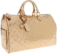 Sold at Auction: Louis Vuitton Metallic Silver Monogram Patent Leather  Miroir Speedy 35 Bag Con