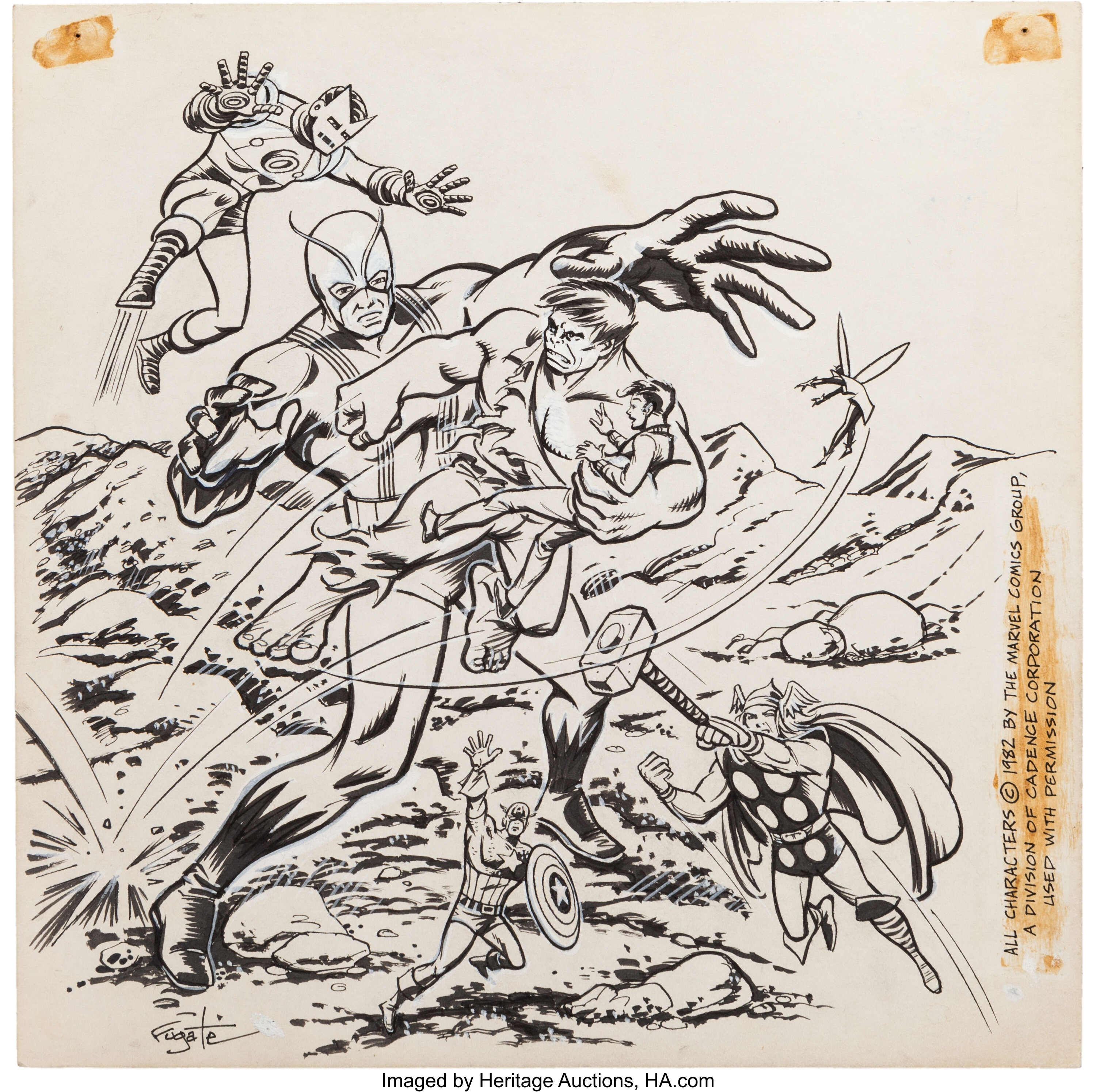 Bill Fugate The Original Avengers vs. the Hulk Illustration | Lot ...