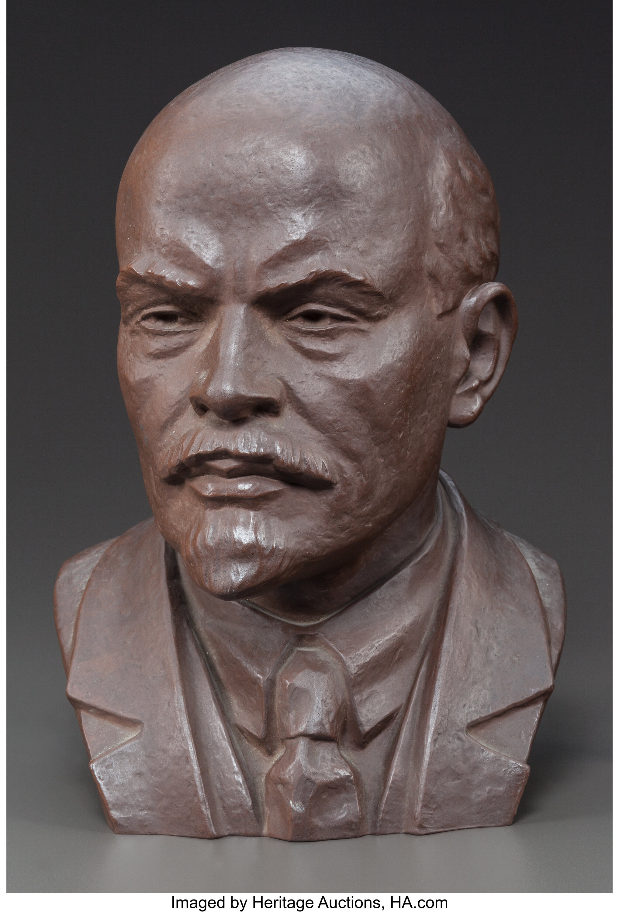 A MEISSEN BOTTGER STONEWARE BUST OF LENIN. Mid-20th century. 12-1/4 ...