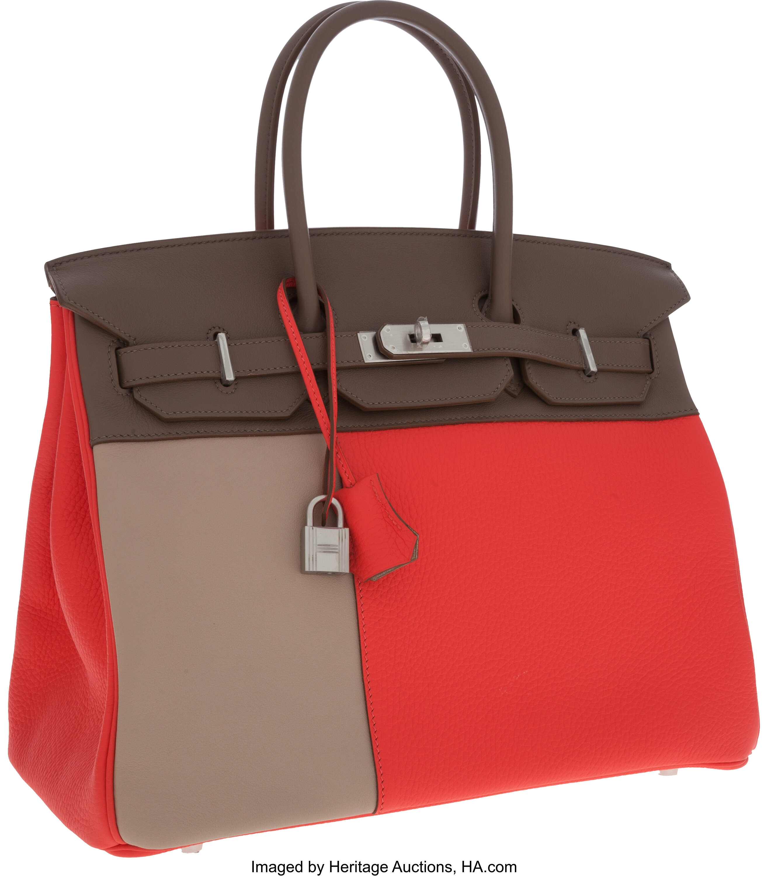 Hermès Cascade Tri Color Etoupe Rose Jaipur Argile 35 cm Clemence Swift Birkin